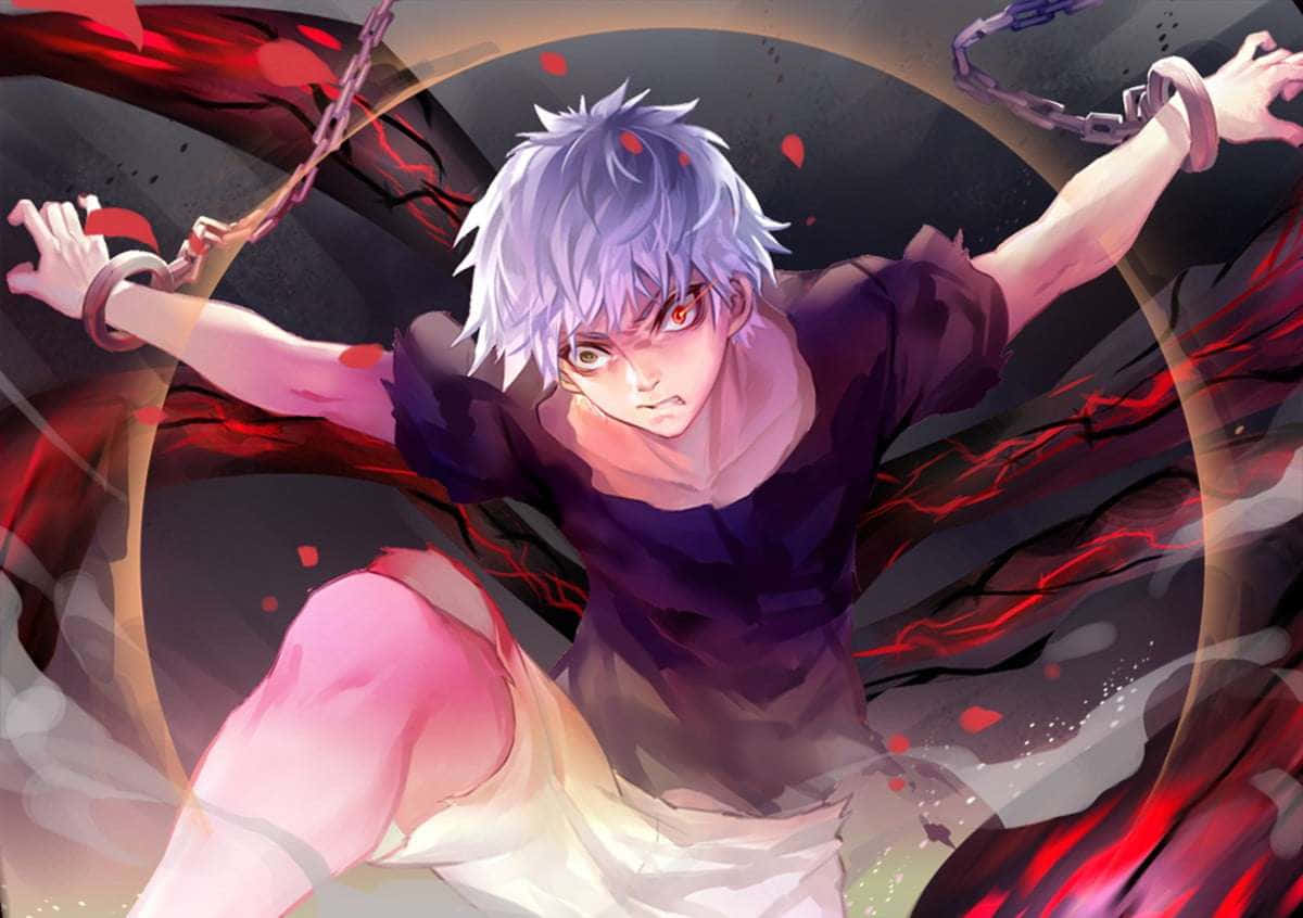 Blue Boy, silver-haired, anime warrior, SD Desktop Wallpaper