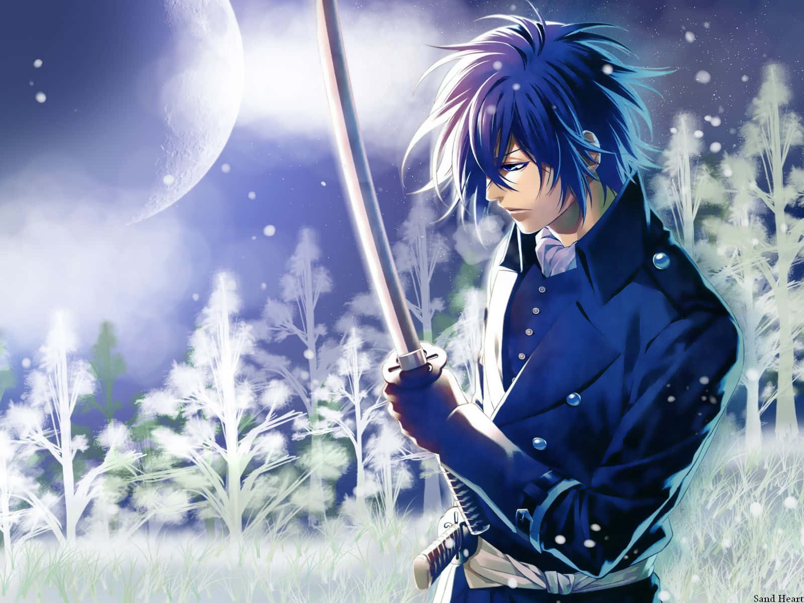 Blue Boy, blue-haired, anime warrior, HD Desktop Wallpaper