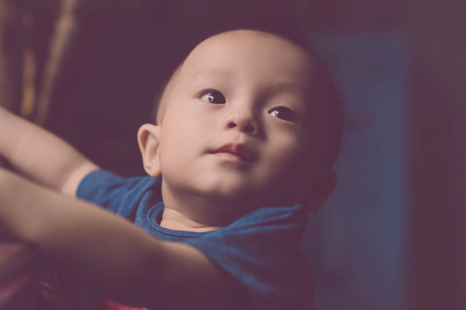 baby boy, dark blue shirt, close-up, SD Desktop Wallpaper
