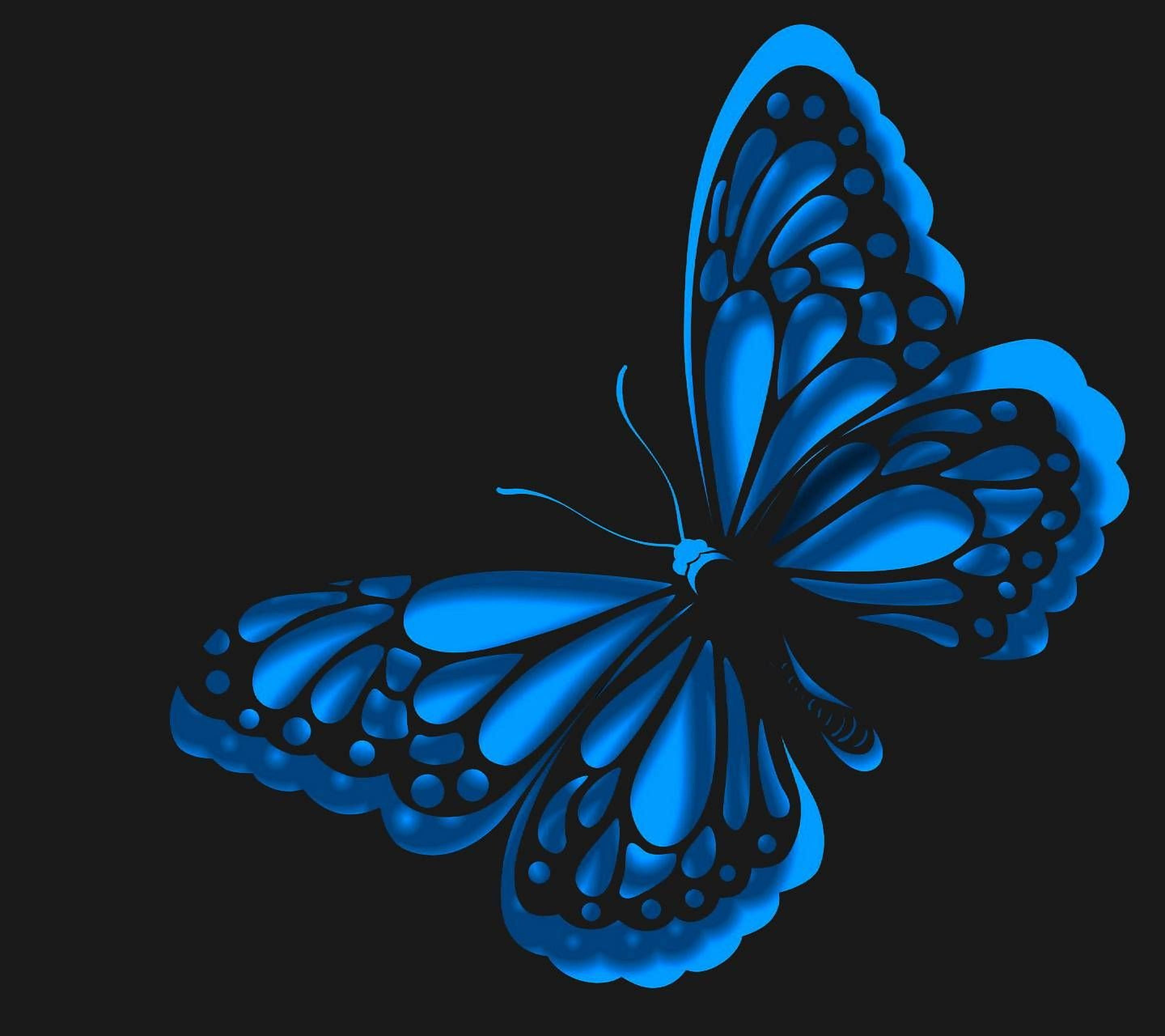 Blue Butterfly Aesthetic, glowing blue butterfly, intricate wing patterns, 2K Desktop Wallpaper