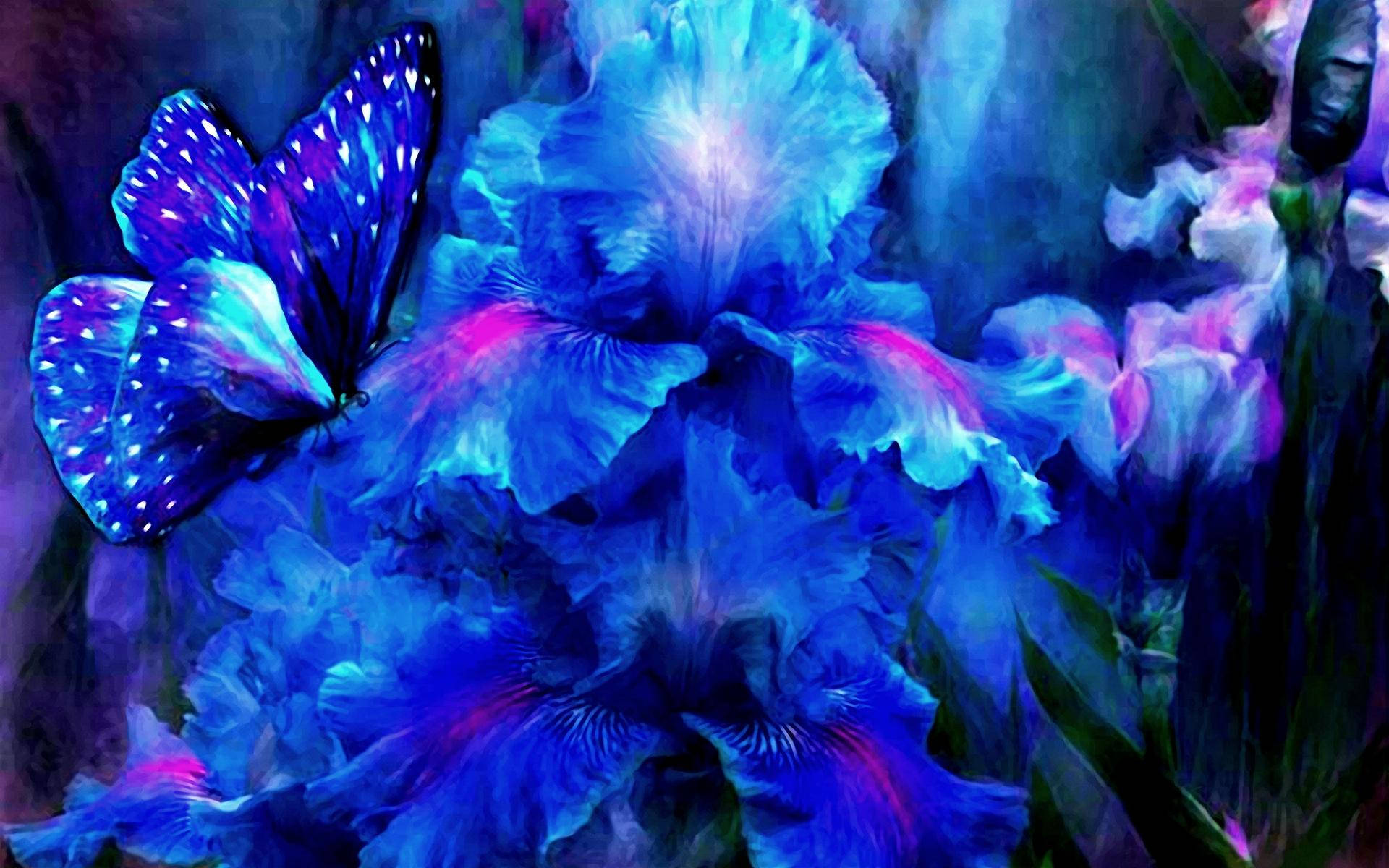 Blue Butterfly, glowing blue butterfly, sparkling wings, Full HD Desktop Wallpaper
