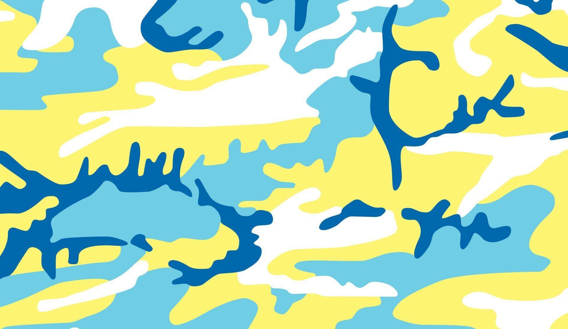 Blue Camo, yellow, blue, Full HD Desktop Wallpaper
