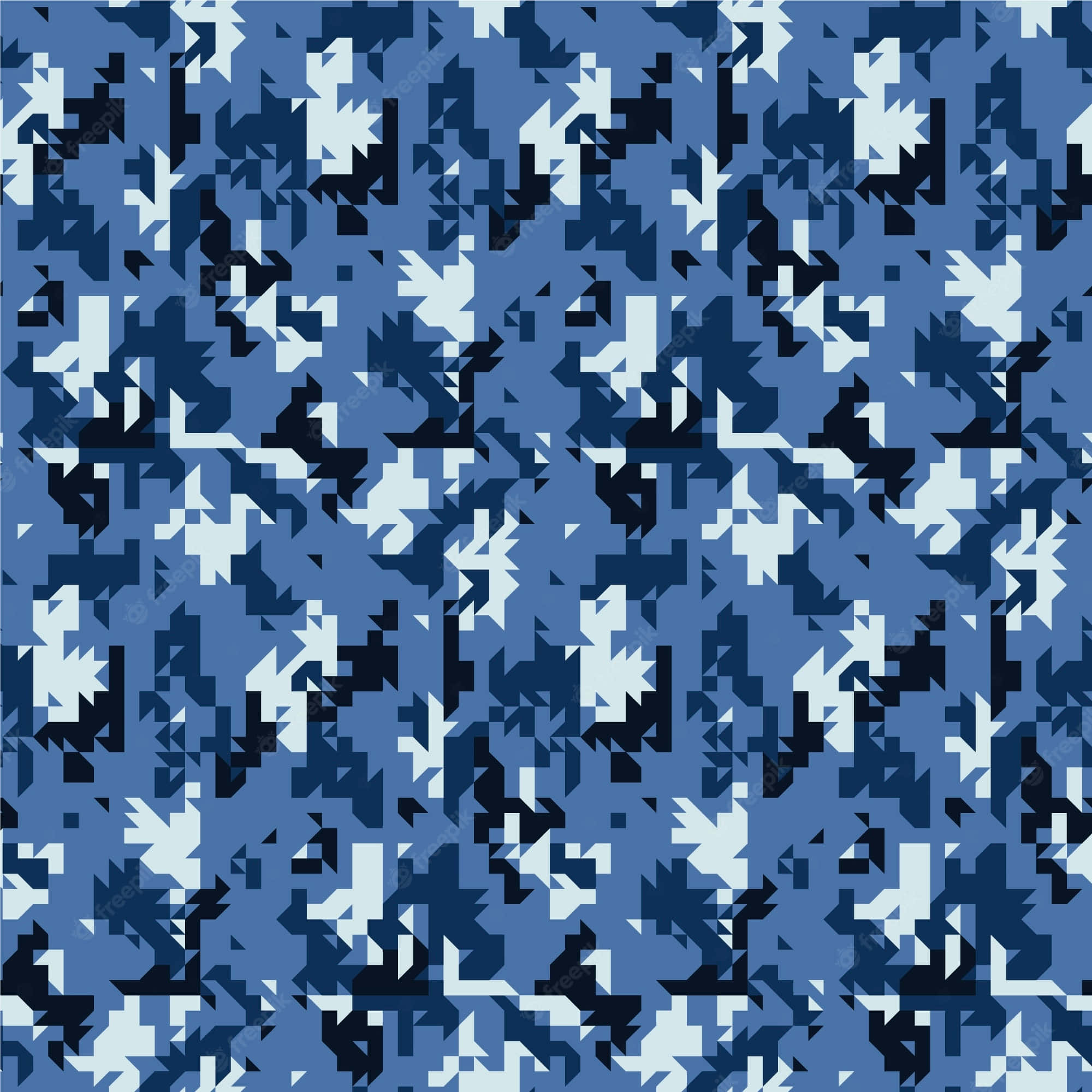 Blue Camo, shades of blue white and black, pixelated geometric shapes, Full HD Desktop Wallpaper