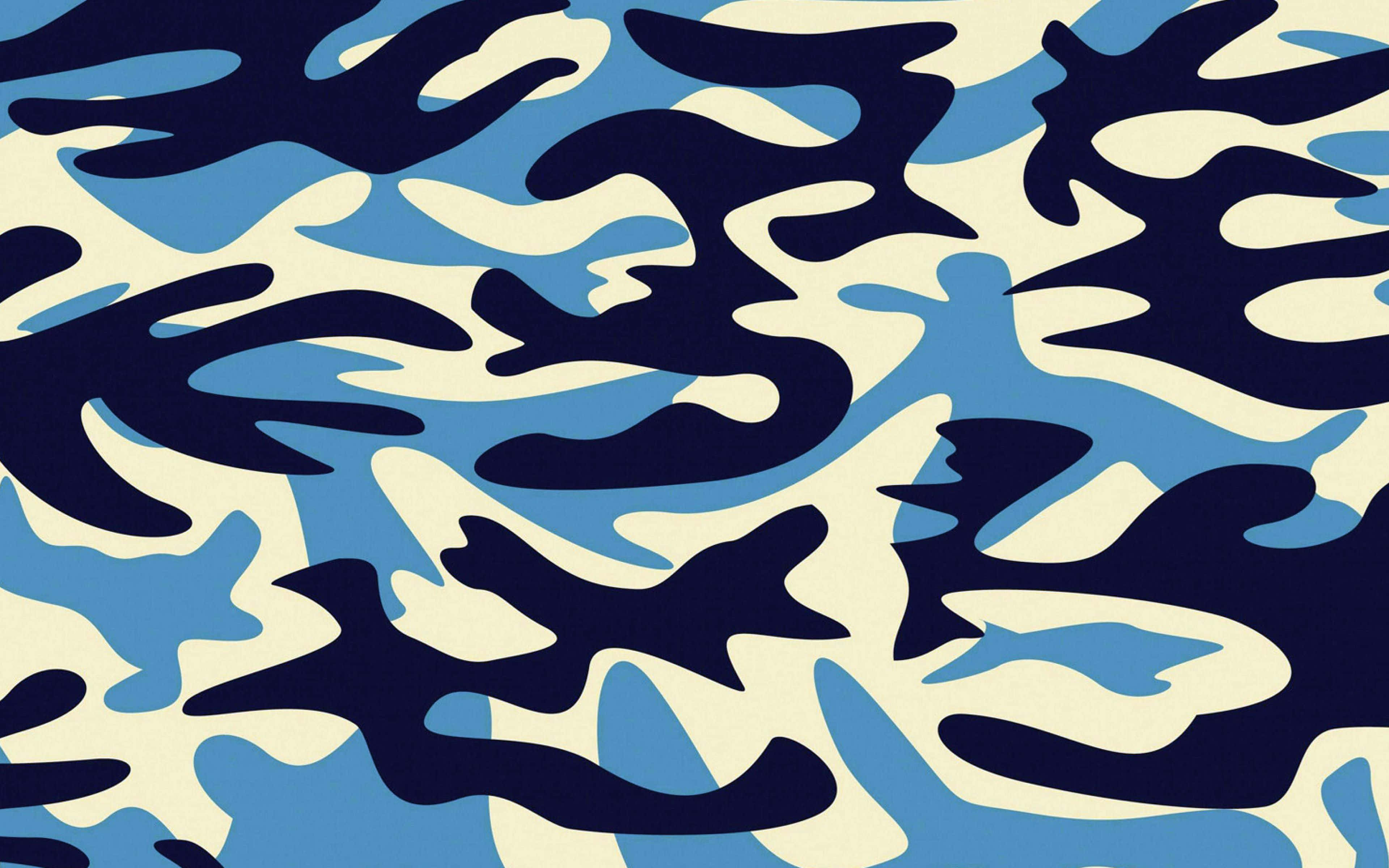 blue camo, blue and cream camouflage pattern, flowing organic shapes, 4K Desktop Wallpaper