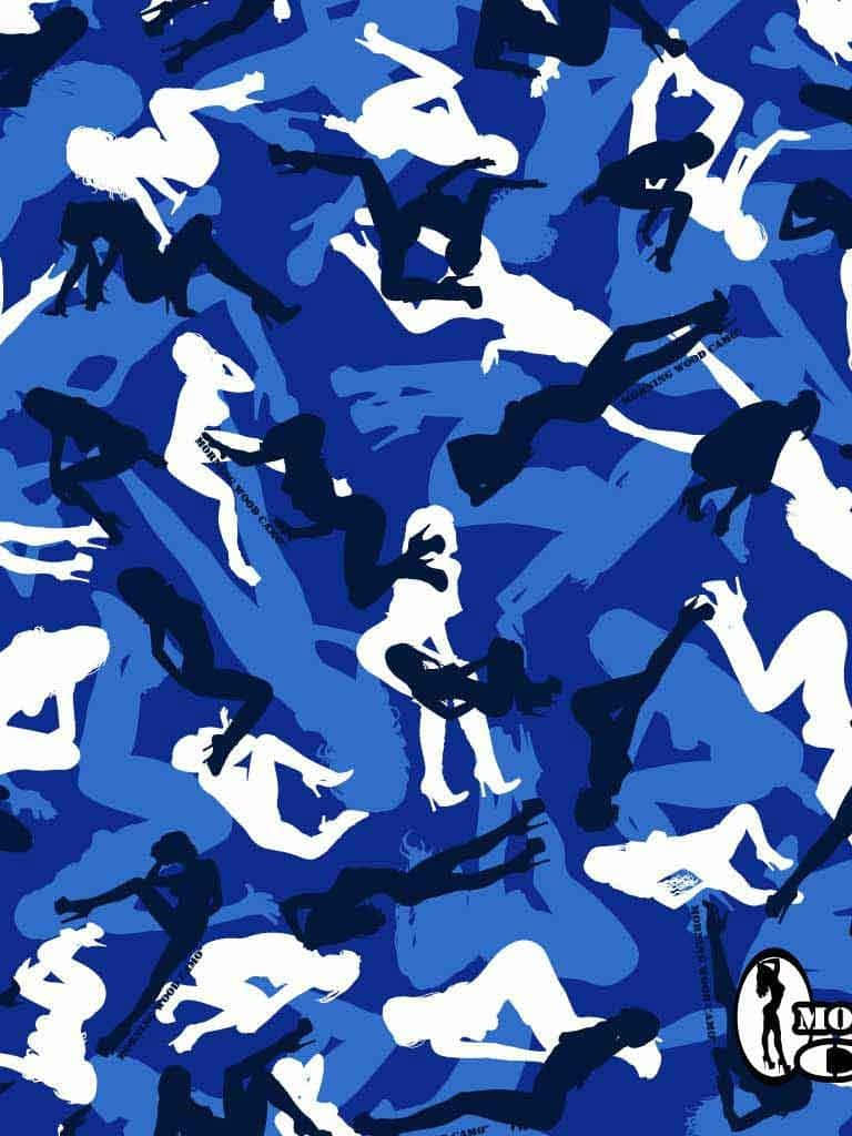 blue camo, blue and white silhouettes, dancers in motion, SD Phone Wallpaper
