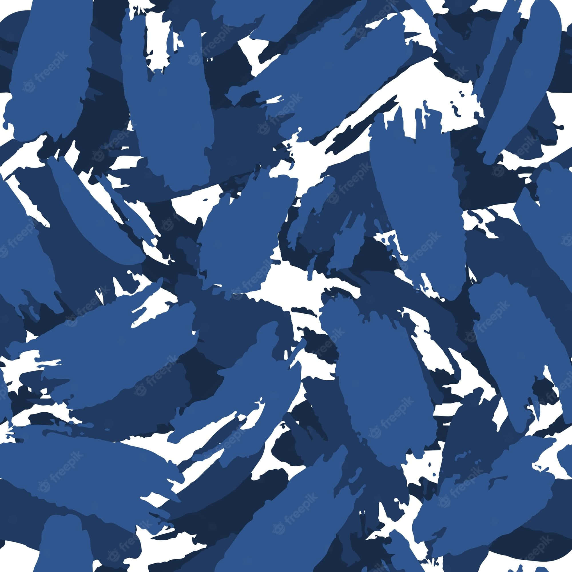 Blue Camo, bold blue brushstrokes, white negative space, Full HD Desktop Wallpaper