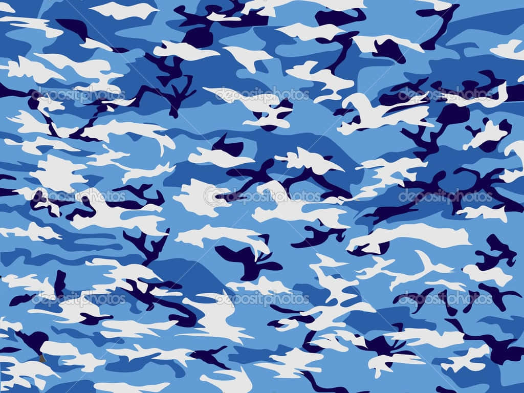 Blue Camo, blue and white camouflage pattern, bold abstract shapes, SD Desktop Wallpaper