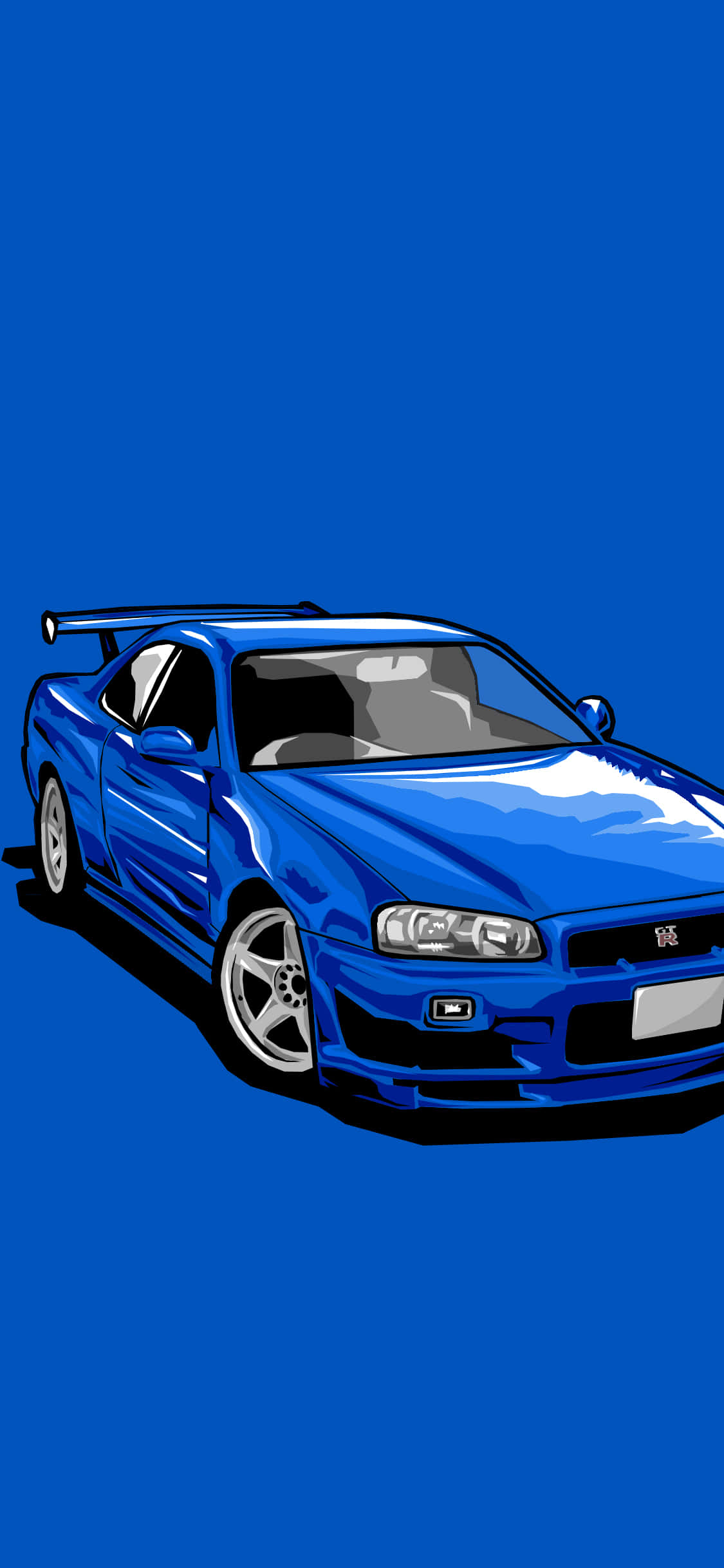 blue sports car, rear wing, silver rims, Full HD Phone Wallpaper