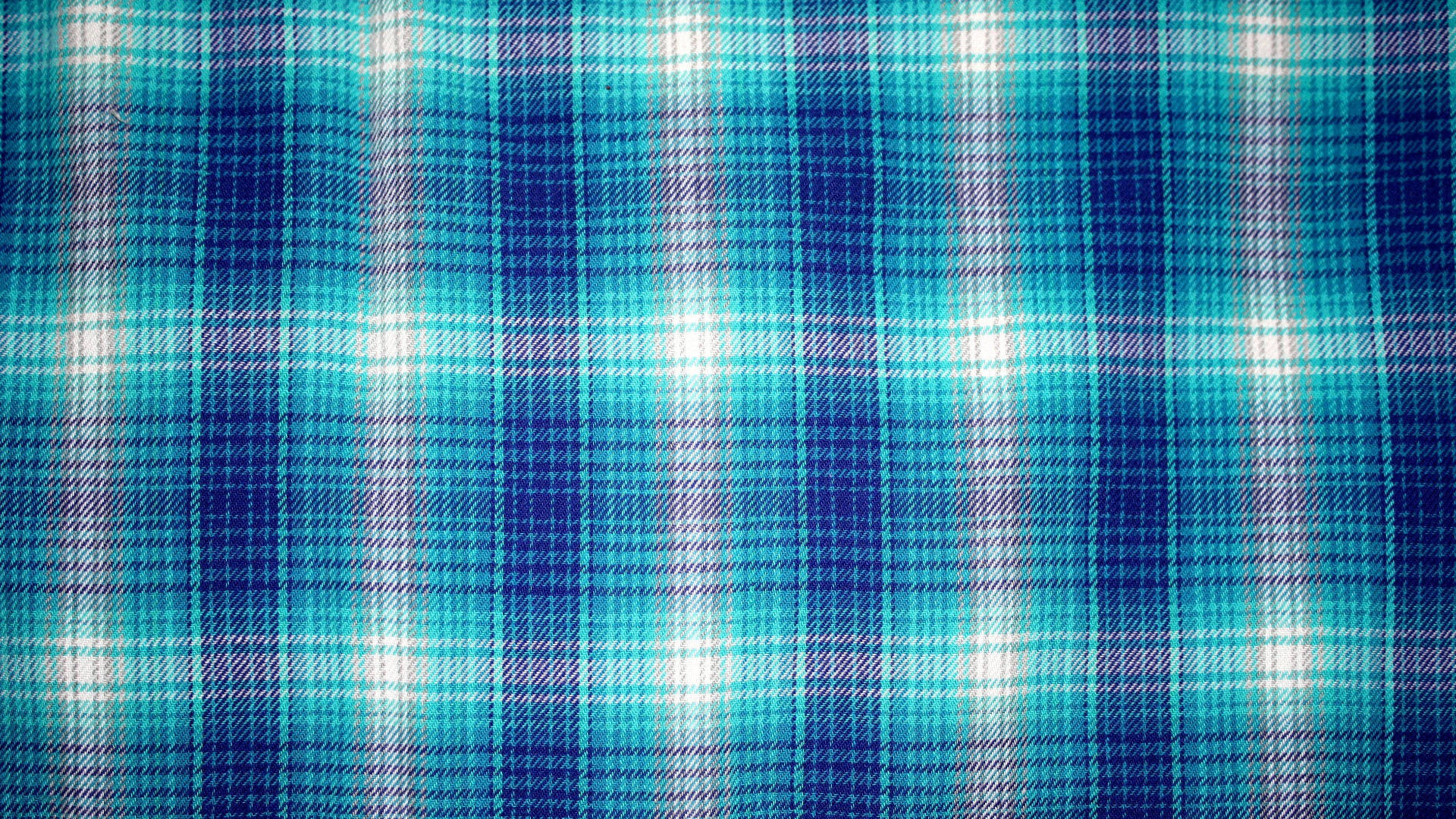 blue checkered plaid fabric, glowing white highlights, subtle purple undertones, Full HD Desktop Wallpaper