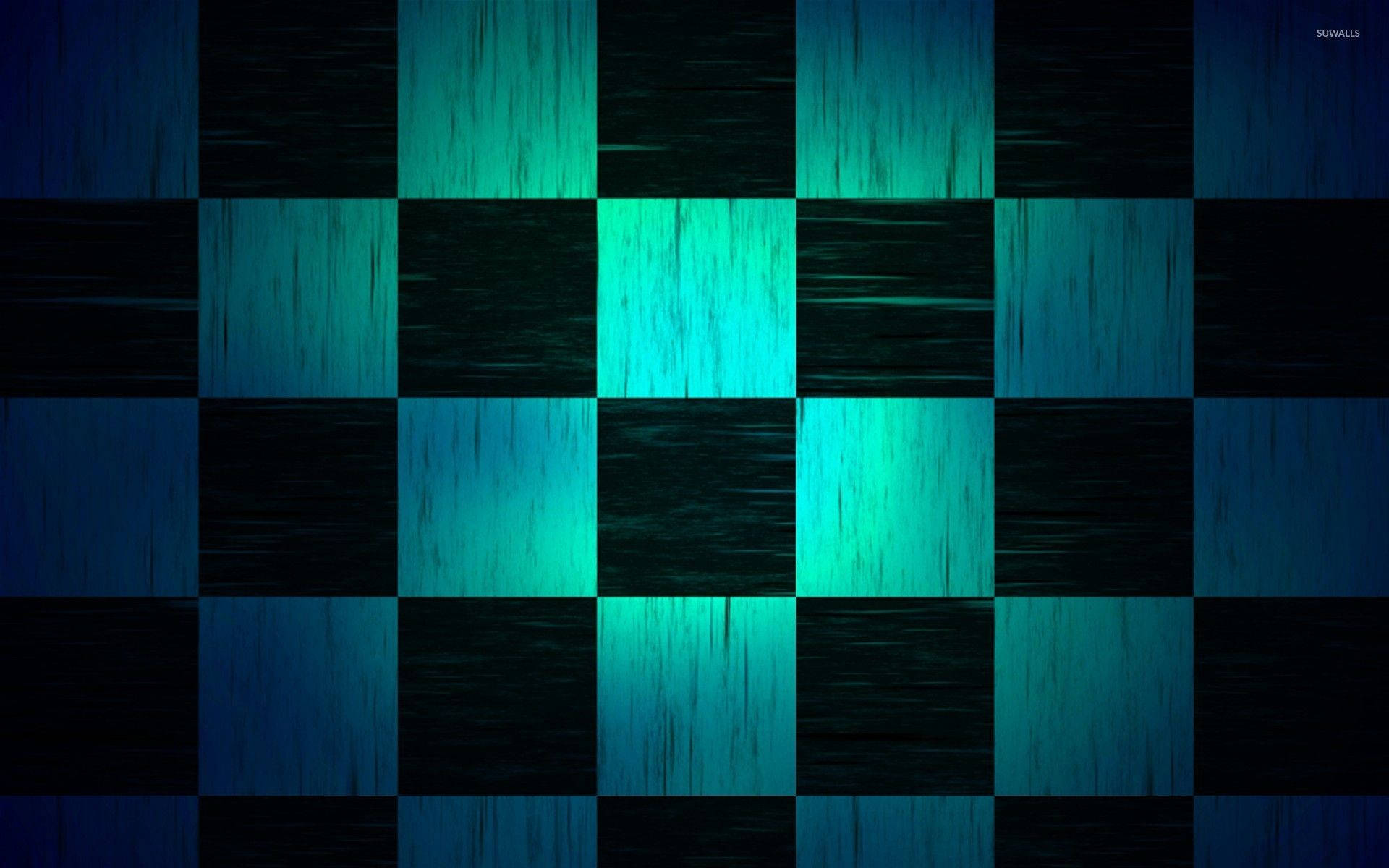 Black and Blue Checkered Pattern, glowing teal, dark blue, Full HD Desktop Wallpaper