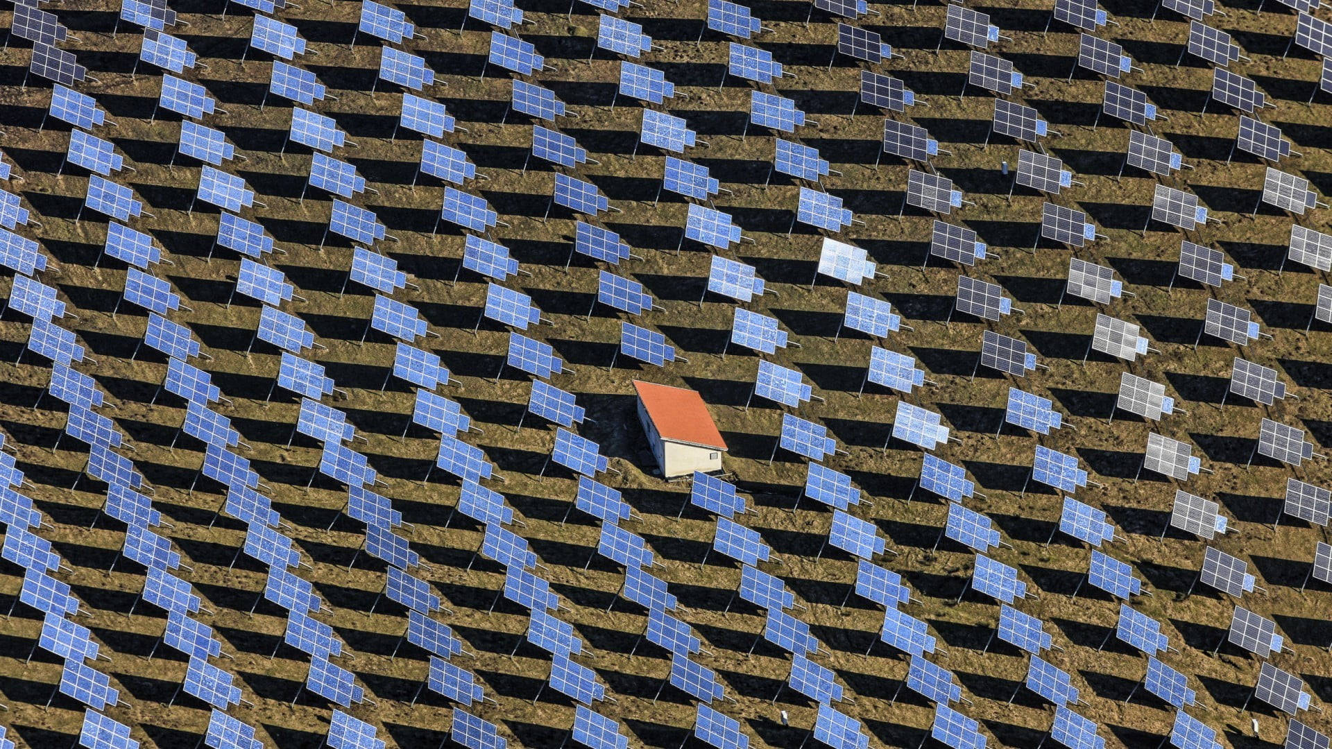 blue checkered, solar farm, blue panels, Full HD Desktop Wallpaper
