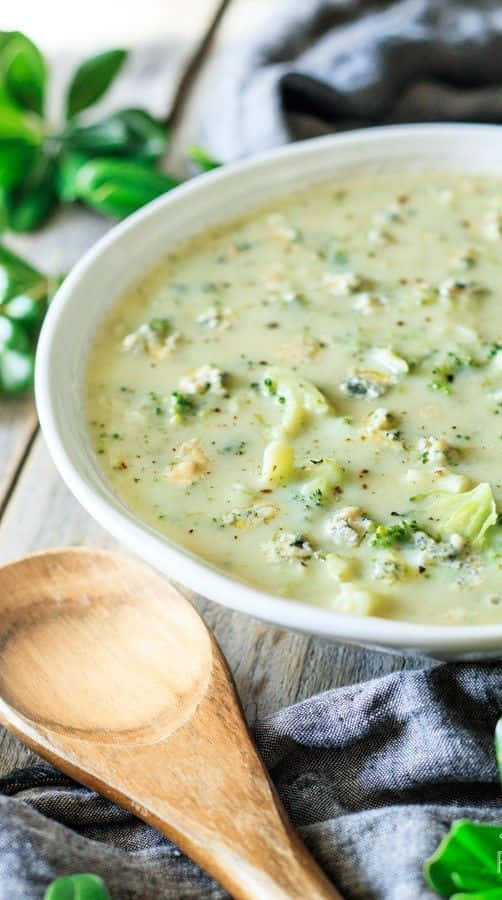 Blue Cheese, broccoli soup, white bowl, SD Phone Wallpaper