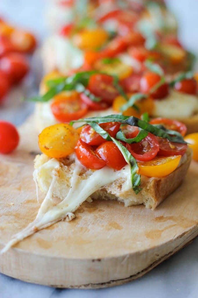 blue cheese, bruschetta, melted mozzarella, SD Phone Wallpaper