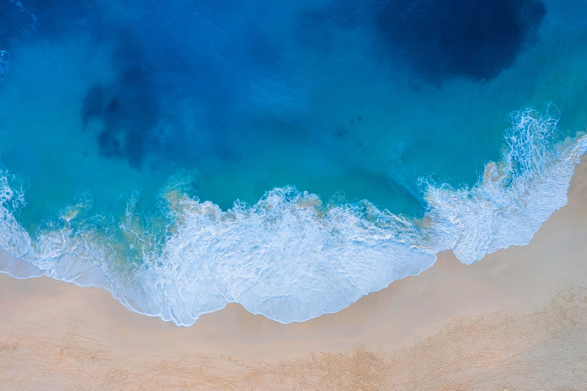 aerial view, turquoise ocean, golden sand, Full HD Desktop Wallpaper
