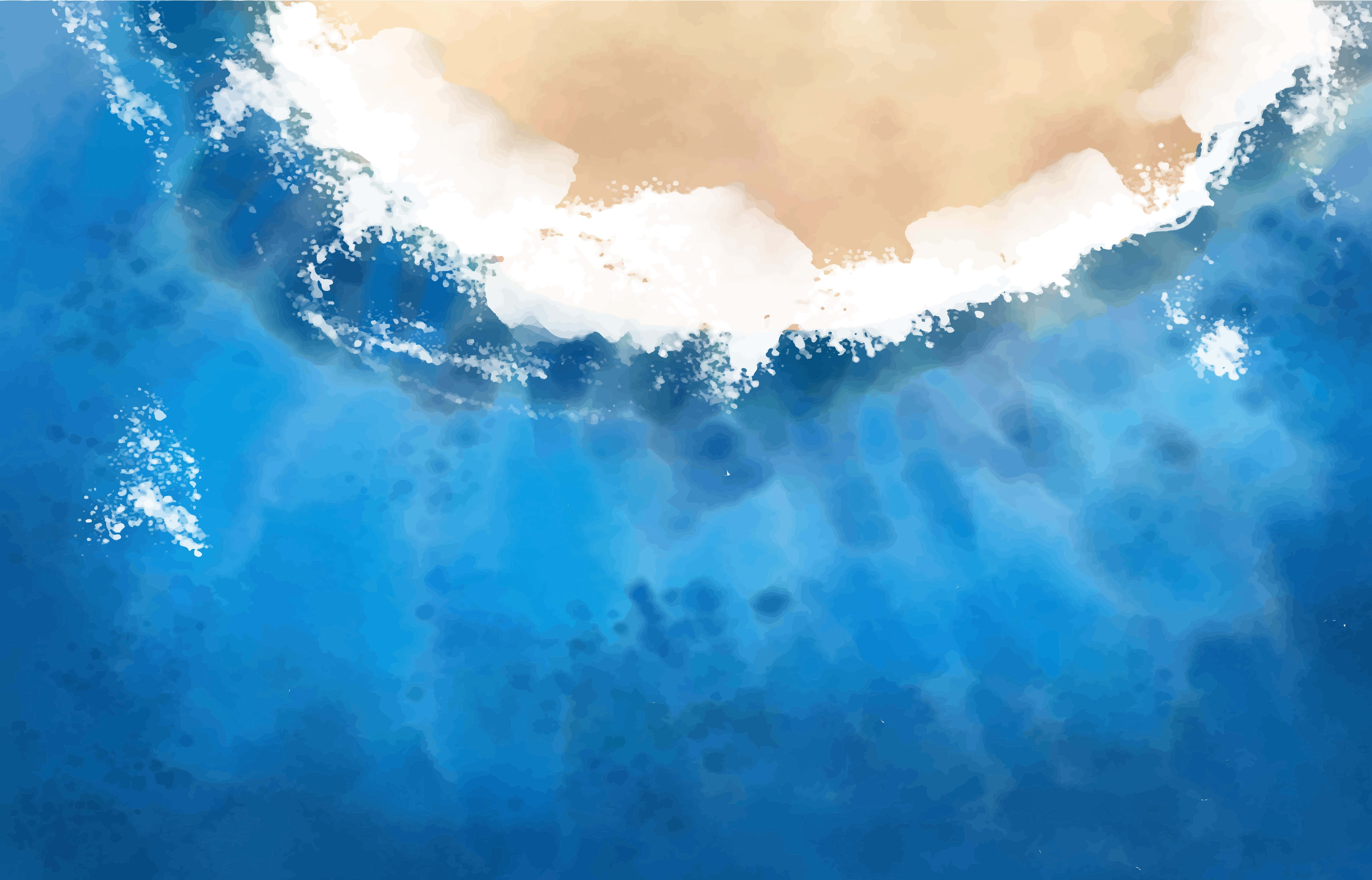 abstract blue ocean, sunlight, watercolor seascape, 5K Desktop Wallpaper