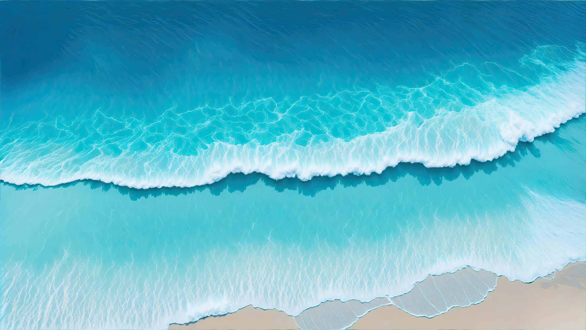 serene blue coastline, turquoise ocean, sandy shore, Full HD Desktop Wallpaper