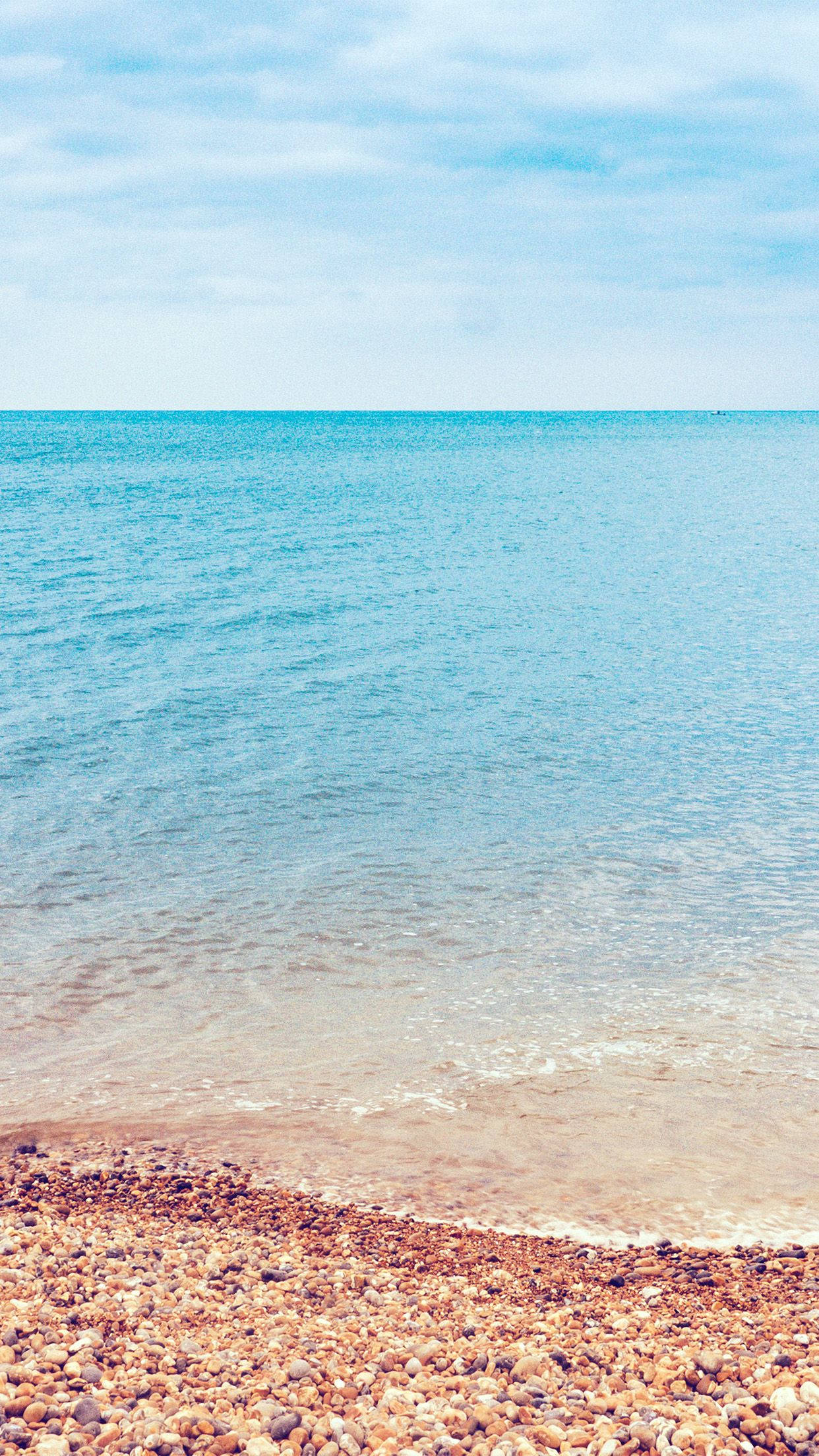 light blue sky, turquoise sea, pebble beach, Full HD Phone Wallpaper