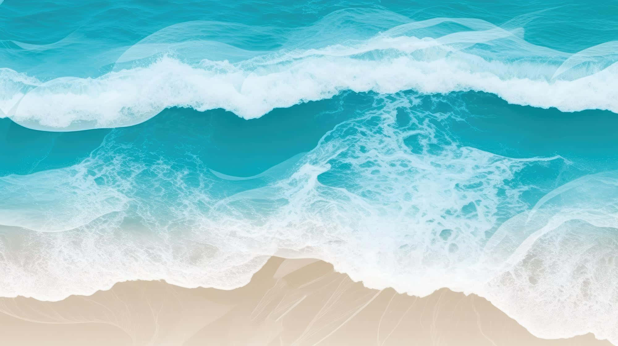 serene blue ocean waves, turquoise ocean waves, sandy shore, Full HD Desktop Wallpaper