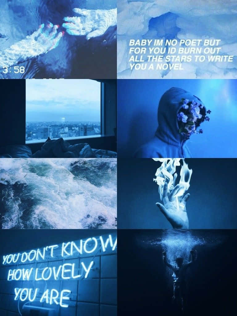 Blue Collage, blue-toned, moody scenes, SD Phone Wallpaper