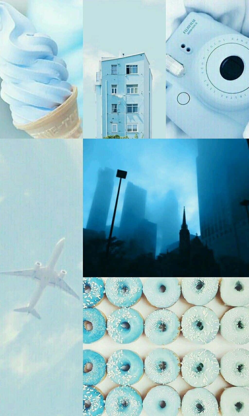 Blue Collage, white background, cool blue-themed, HD Phone Wallpaper