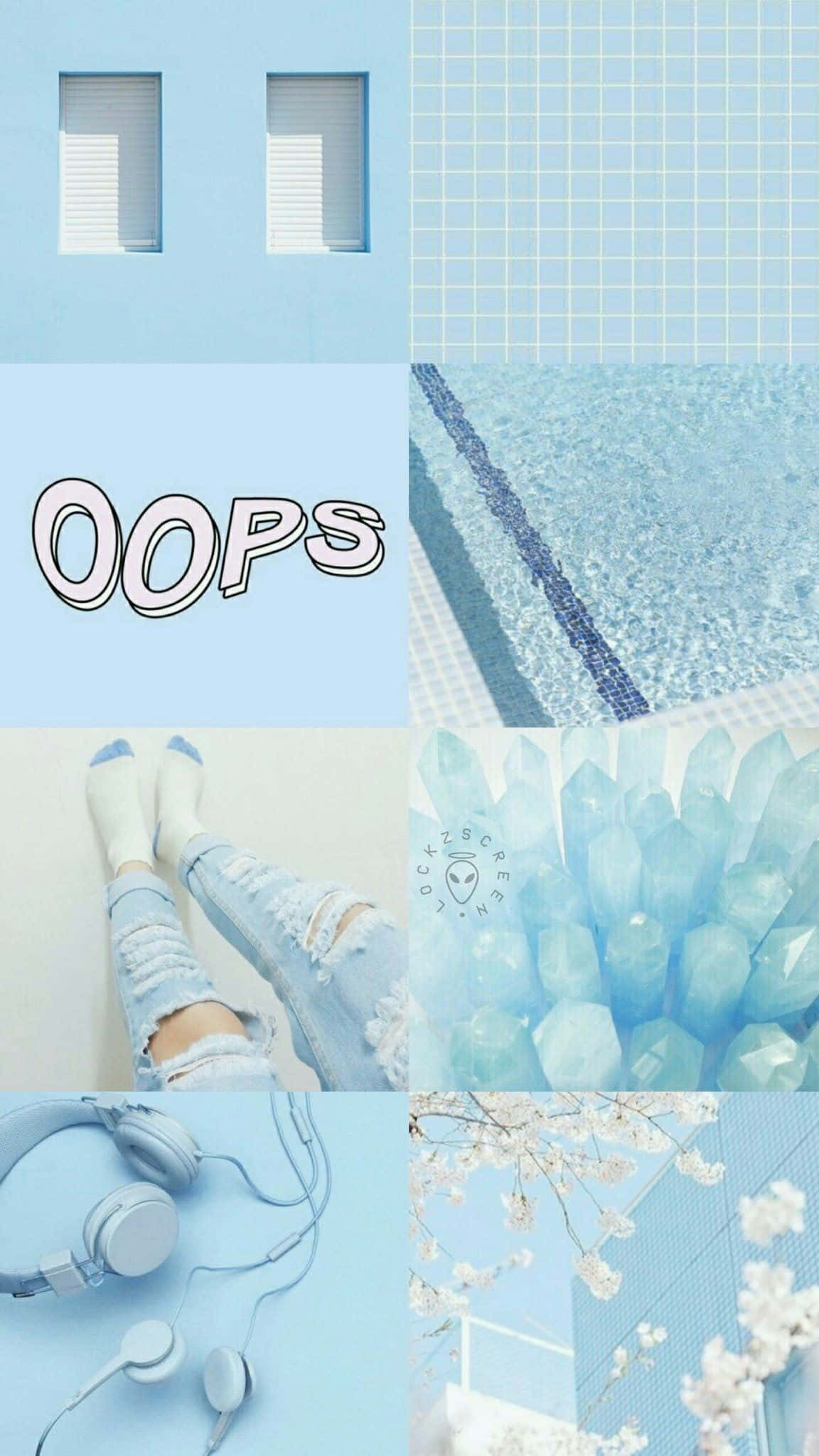 blue collage, pastel blue, windows, Full HD Phone Wallpaper