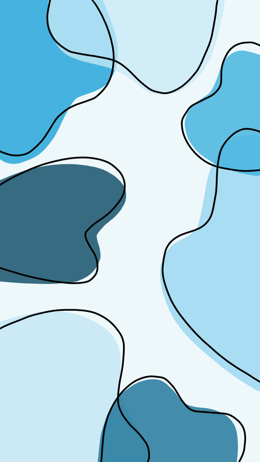 blue cow print, blue and white abstract pattern, flowing blue shapes, Full HD Phone Wallpaper