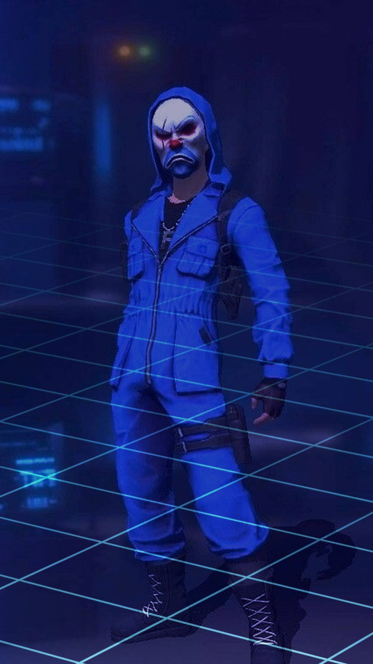 Blue Criminal Bundle, blue jumpsuit, glowing grid, 2K Phone Wallpaper