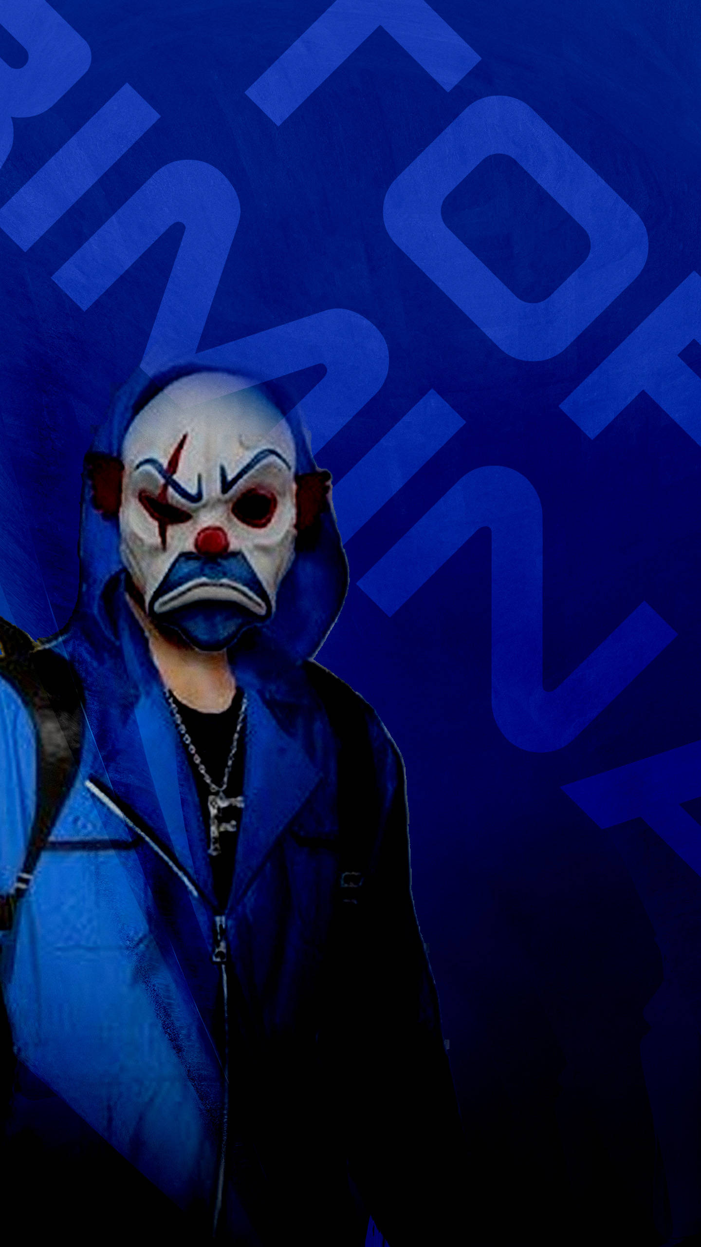 Scary Blue Criminal Bundle Phone, clown mask, blue hoodie, 2K Phone Wallpaper