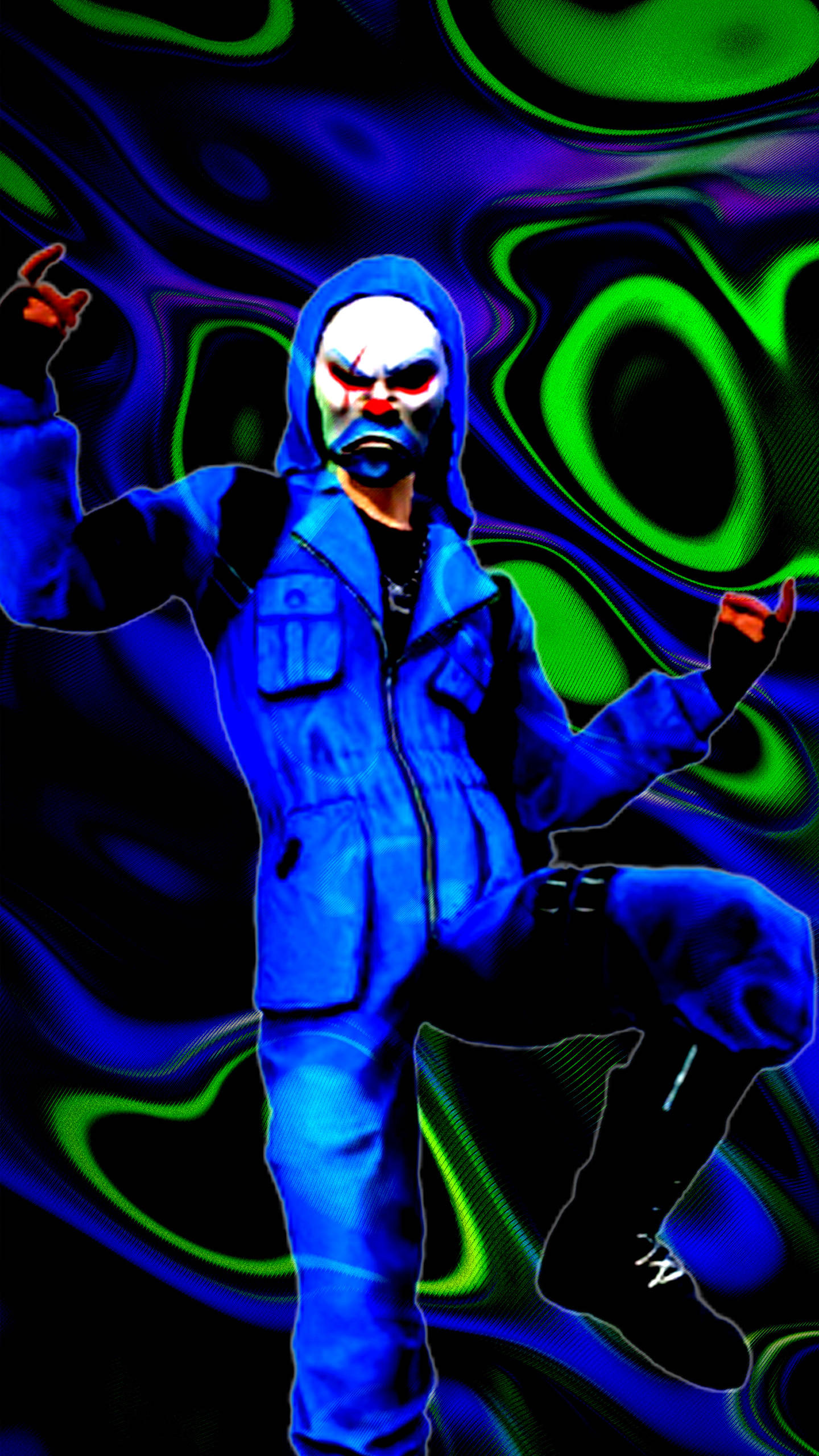 Blue Criminal Bundle, blue jumpsuit, clown mask, 2K Phone Wallpaper