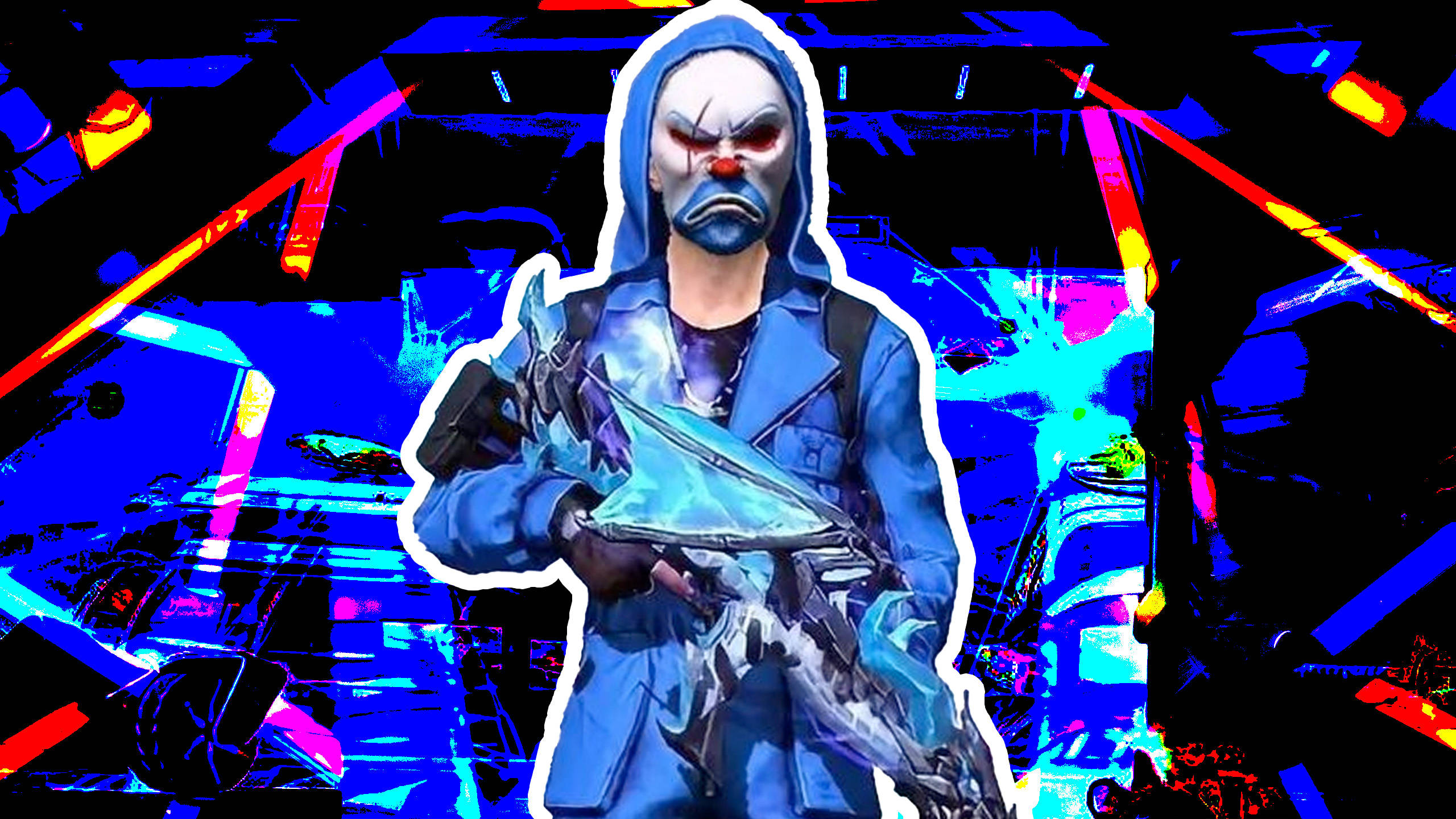 Blue Criminal Bundle, blue hoodie, glowing weapon, 2K Desktop Wallpaper