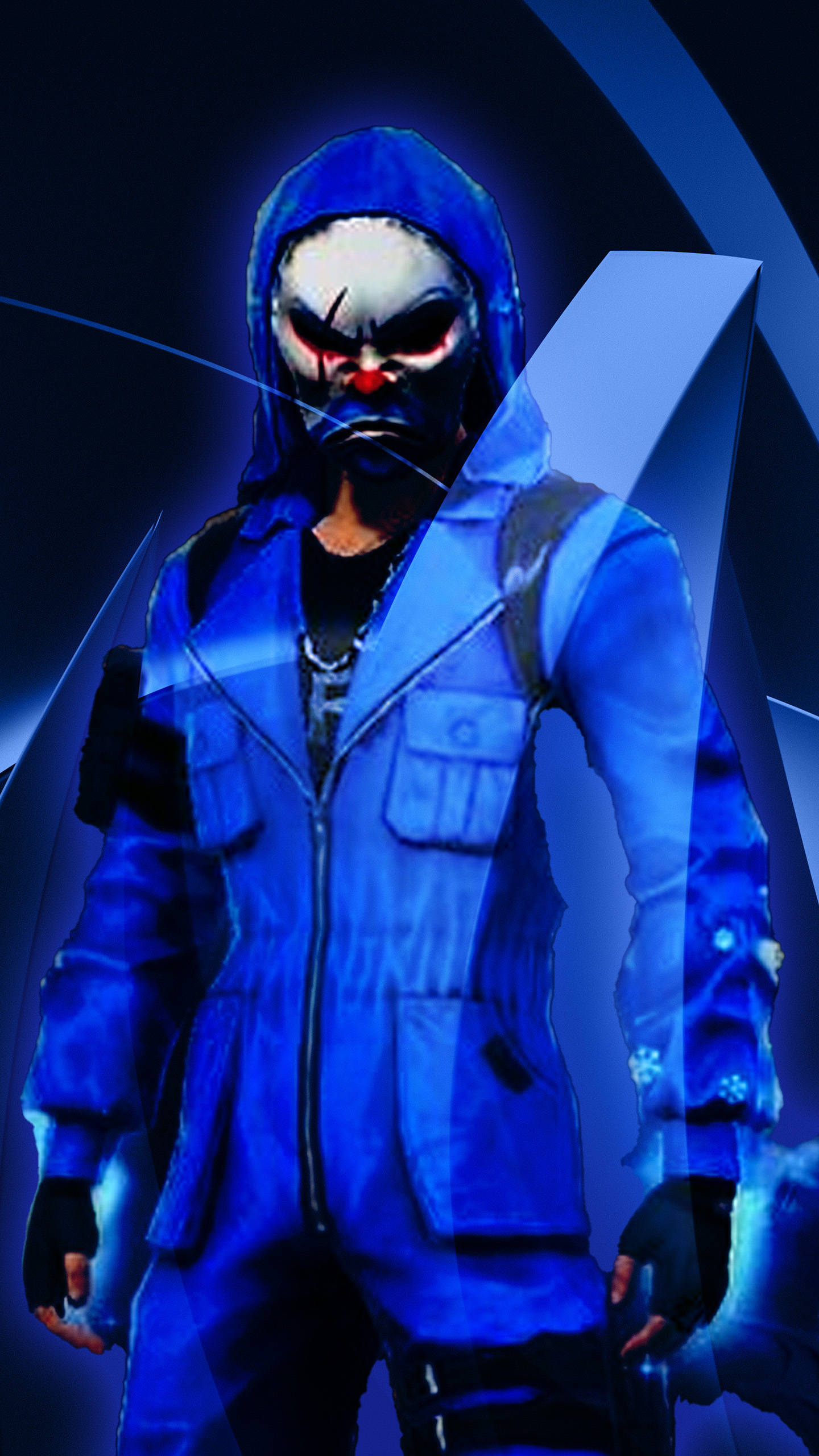 Blue Criminal Bundle, blue hooded outfit, clown mask, 2K Phone Wallpaper