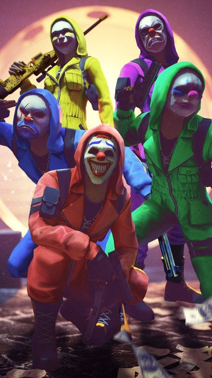 Blue Criminal Bundle, clown figures, colorful hoodies, HD Phone Wallpaper