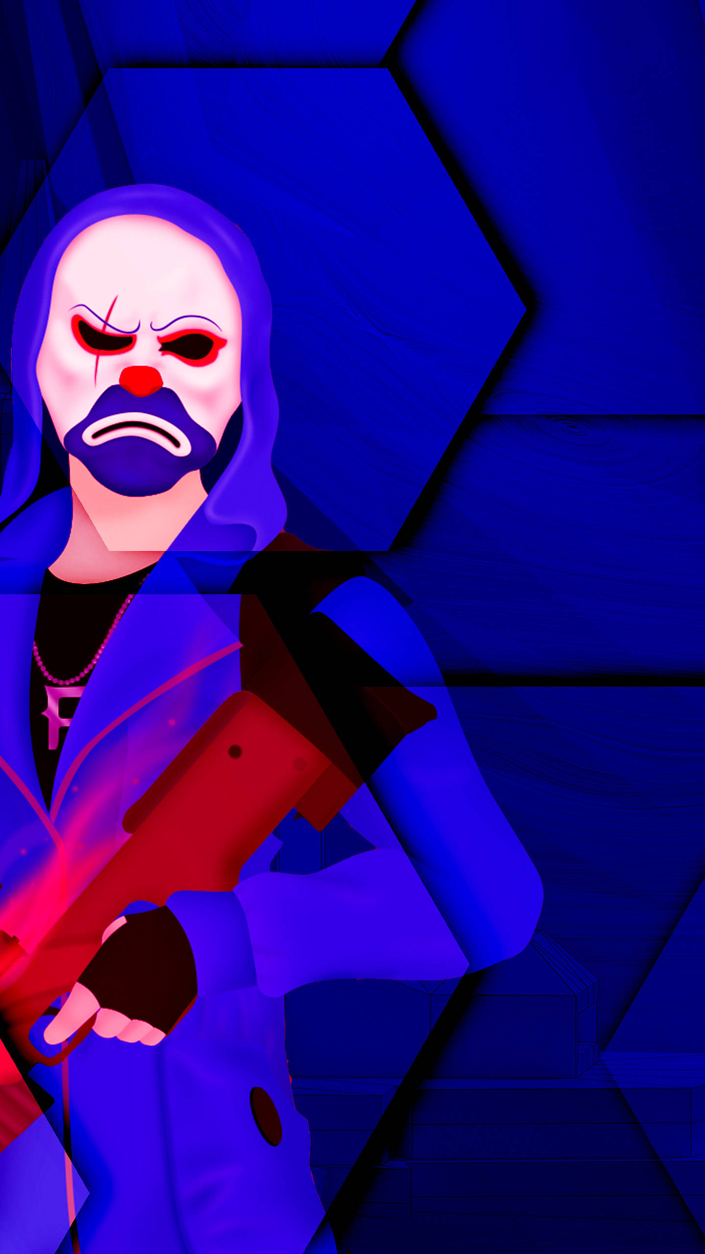 Blue Criminal Bundle, clown, red eyes, 2K Phone Wallpaper