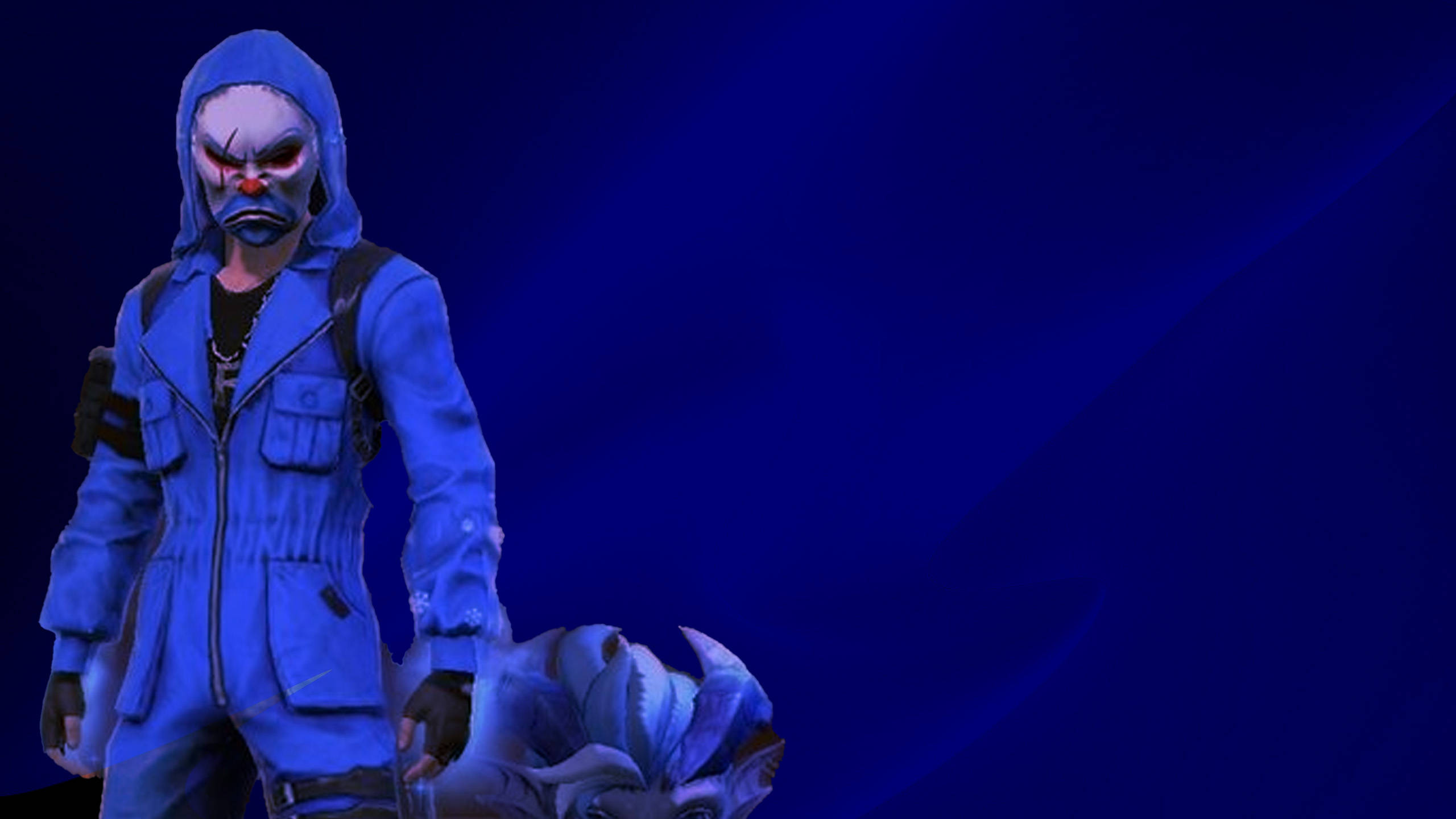 Blue Criminal Bundle, blue-clad figure, skull mask, 2K Desktop Wallpaper