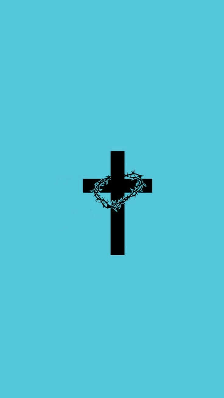 Blue Cross, black cross, crown of thorns, HD Phone Wallpaper