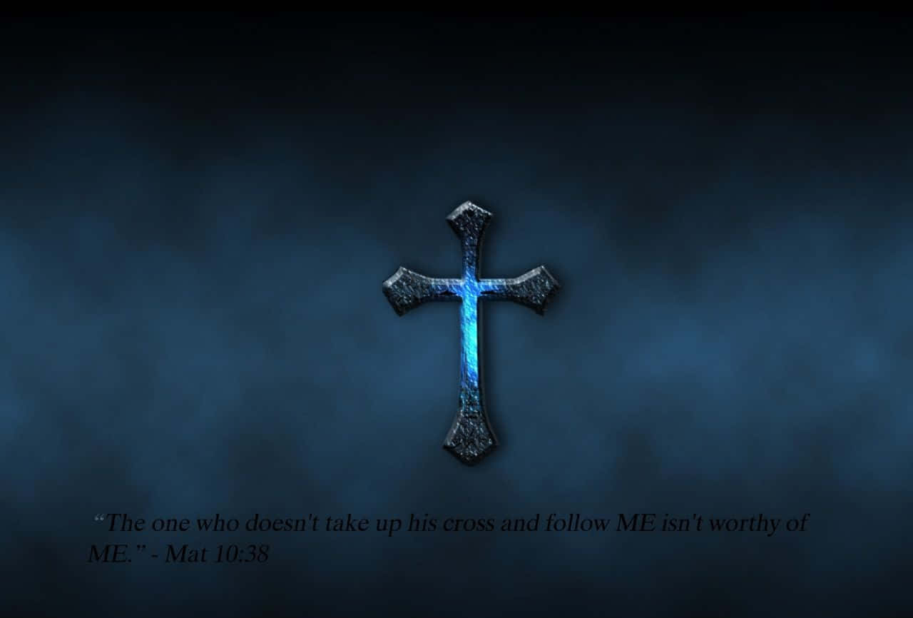 Blue Cross, glowing blue cross, dark misty background, HD Desktop Wallpaper