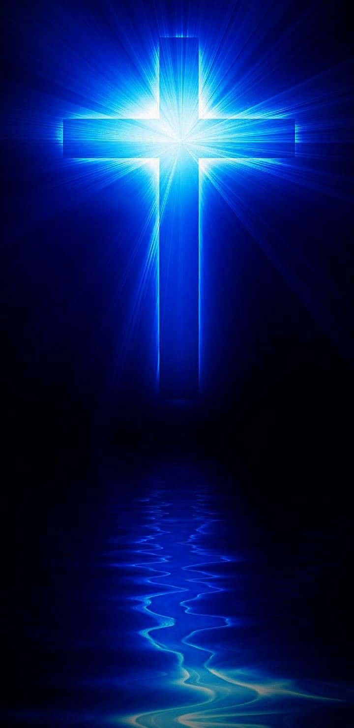 Blue Cross, radiant blue cross, rippling water, HD Phone Wallpaper