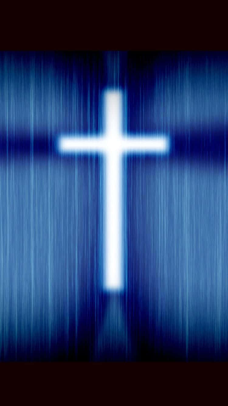 Blue Cross, glowing white cross, deep blue textured background, HD Phone Wallpaper