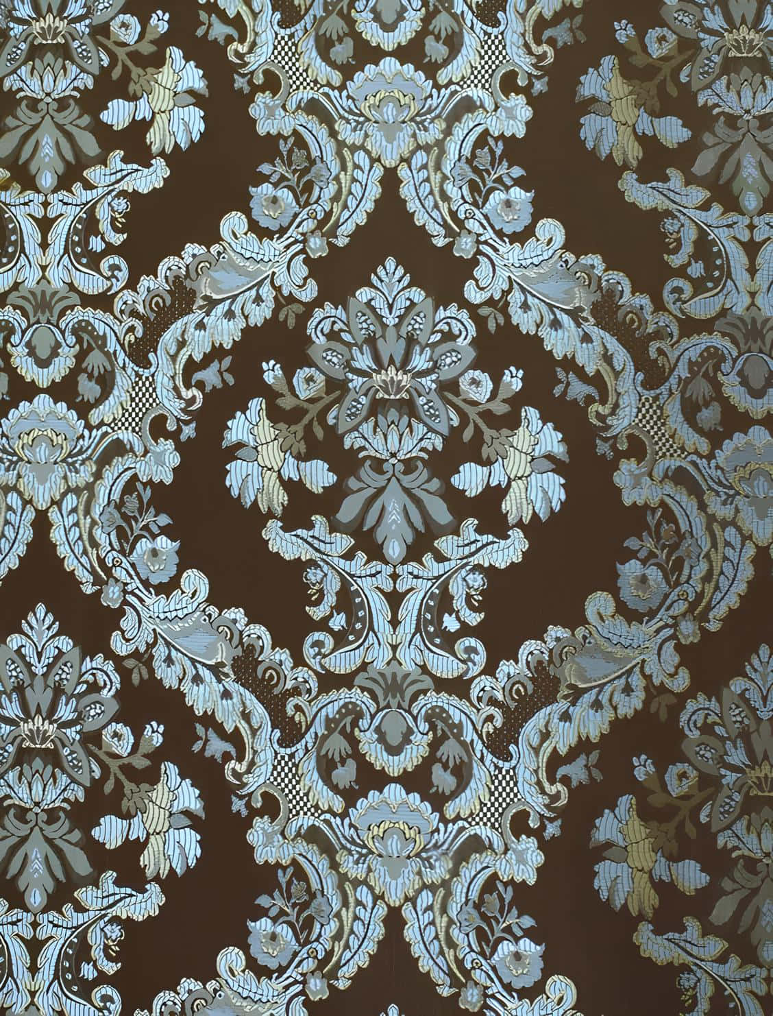 elegant blue damask pattern, silver, gold, HD Phone Wallpaper