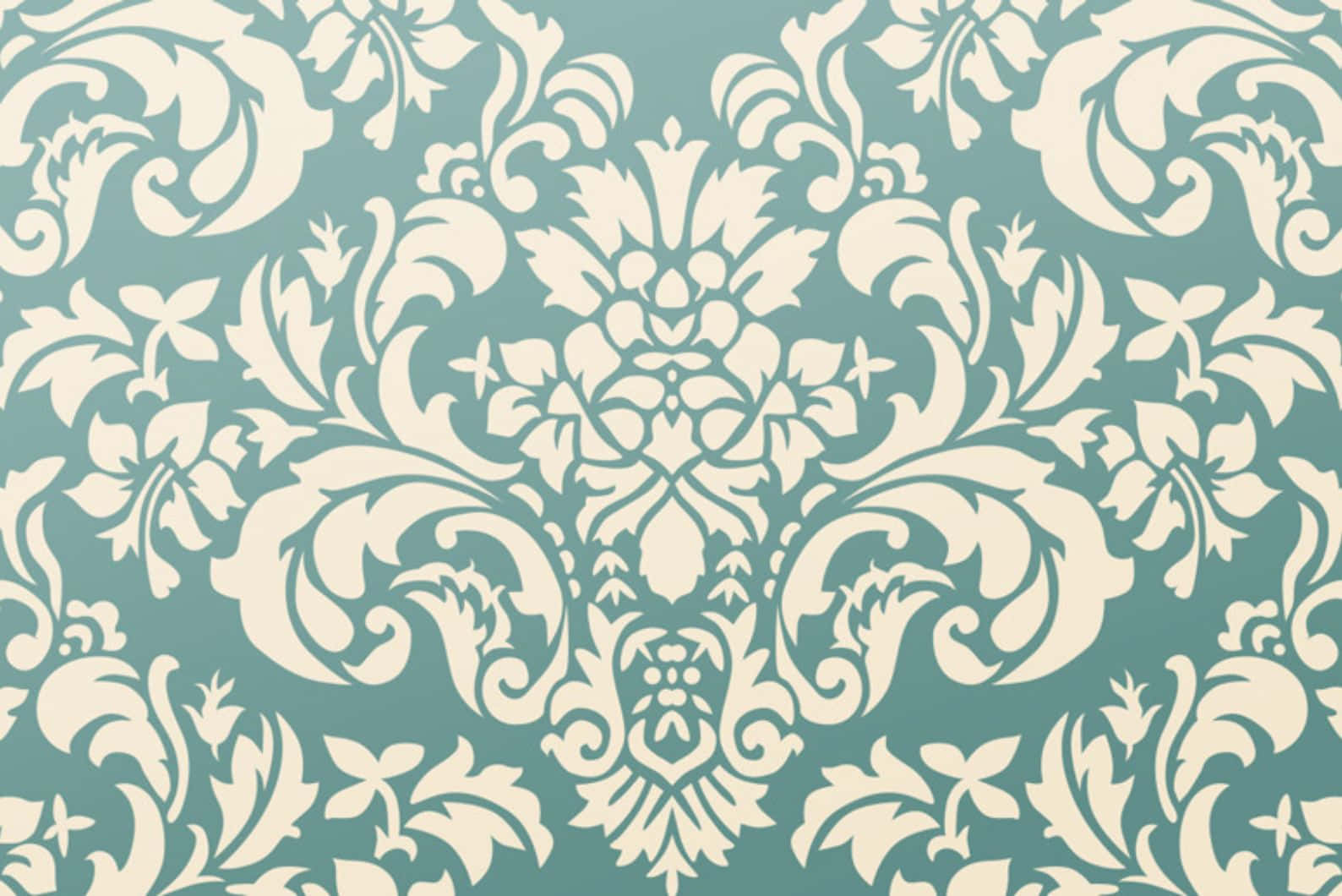 elegant blue damask pattern, cream, teal, HD Desktop Wallpaper