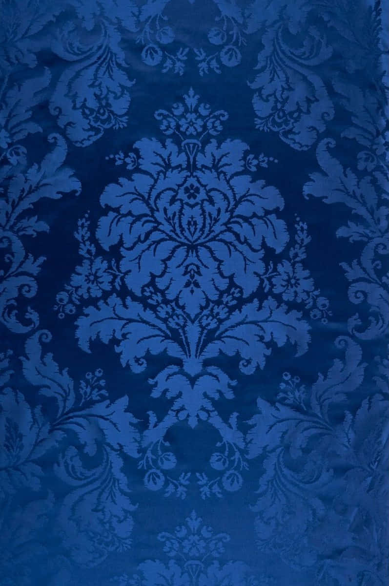 elegant blue damask pattern, rich blue damask, intricate floral and scroll patterns, SD Phone Wallpaper