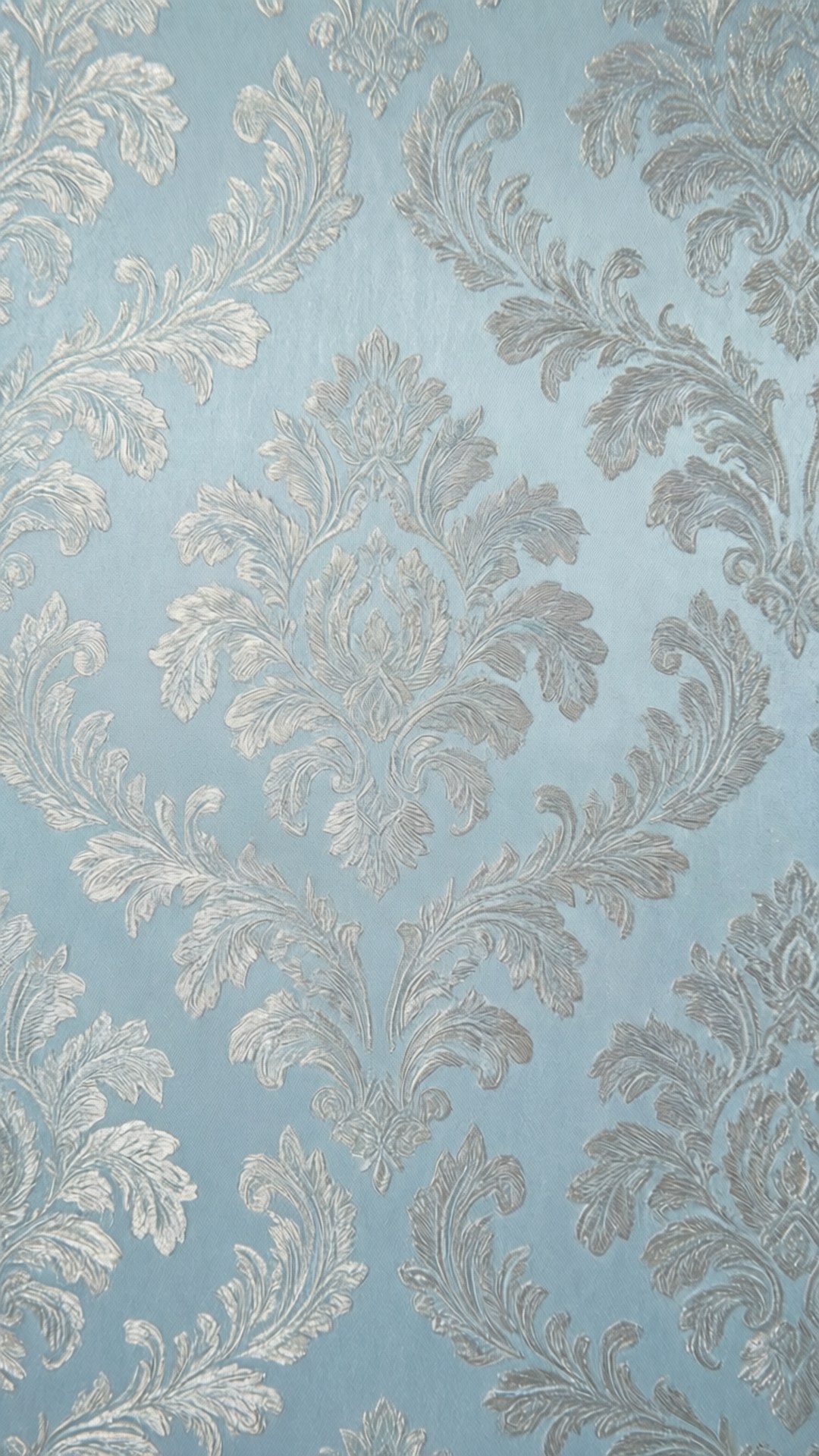 powder blue dreams, silver leaf patterns, soft blue textured background, Full HD Phone Wallpaper
