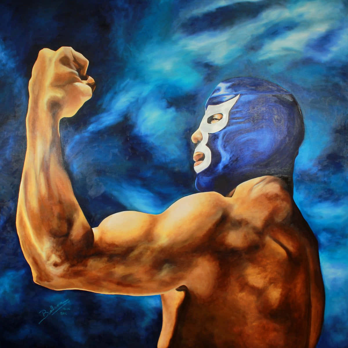 Blue Demon, blue mask, muscular luchador, SD Desktop Wallpaper