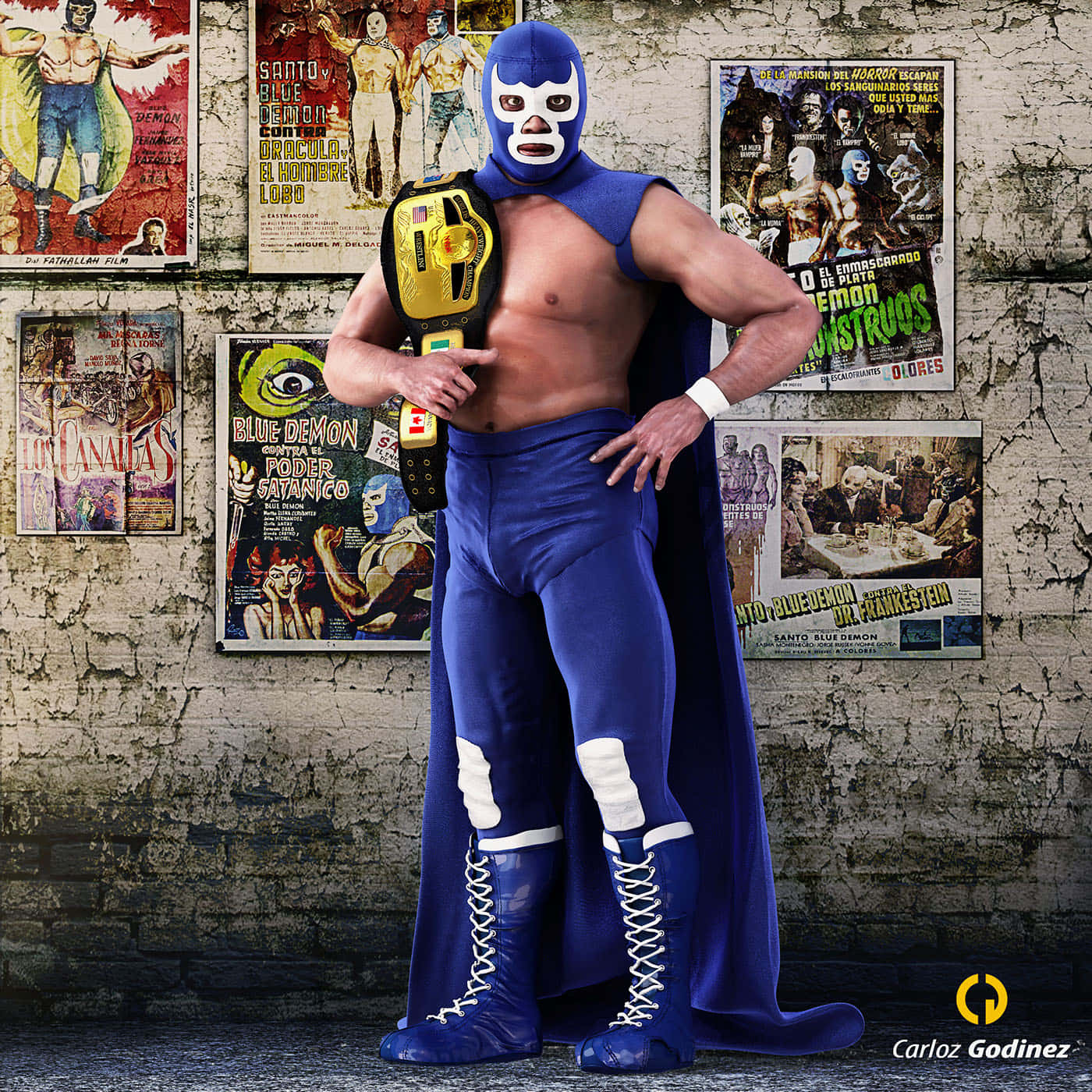 Blue Demon, three-time welterweight champion, blue mask, HD Desktop Wallpaper