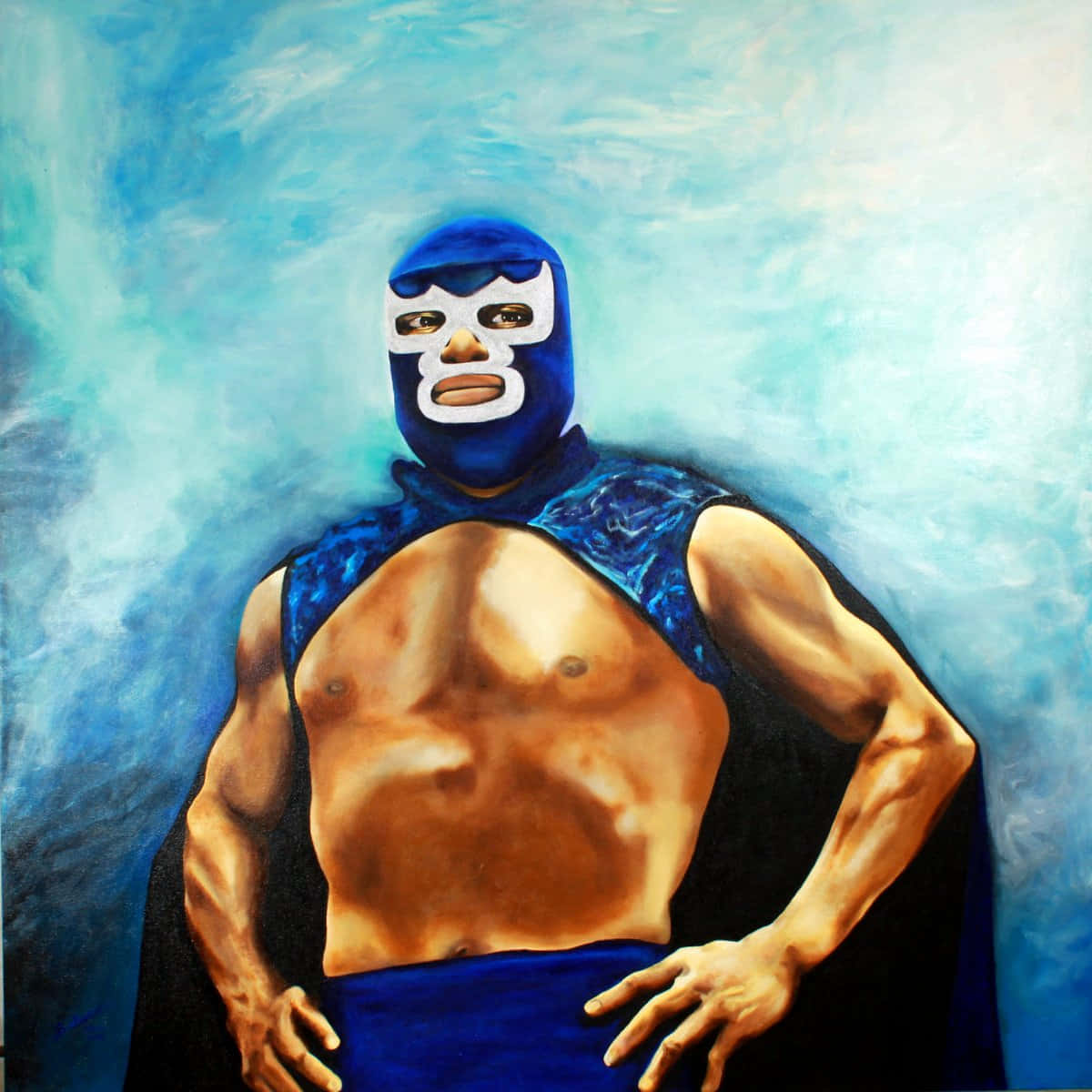 Blue Demon, blue mask, cape, SD Desktop Wallpaper