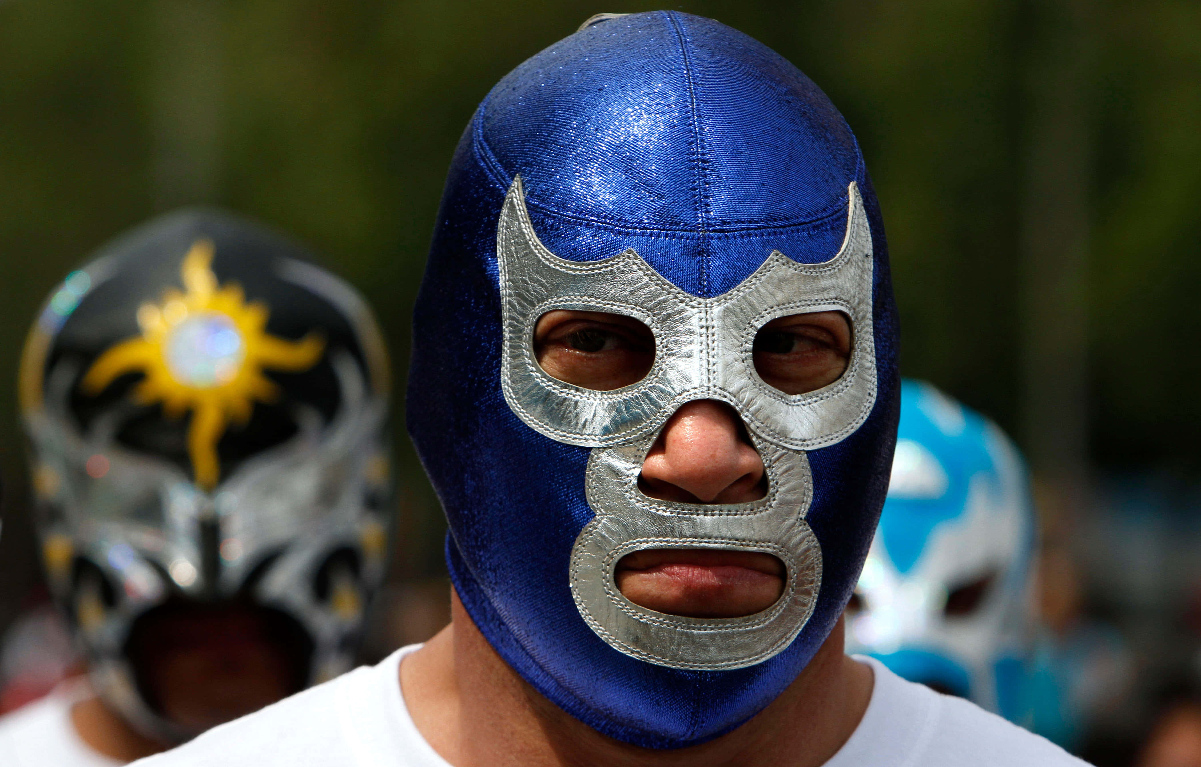 Blue Demon, blue mask, shiny blue, 4K Desktop Wallpaper