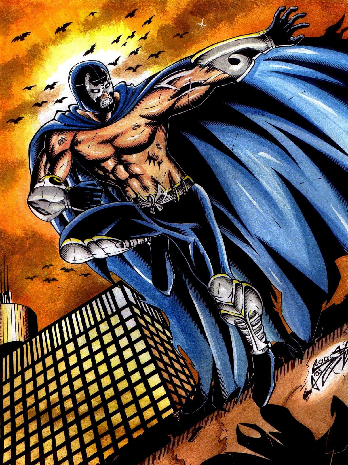 Blue Demon, comic book cover, blue cape, HD Phone Wallpaper