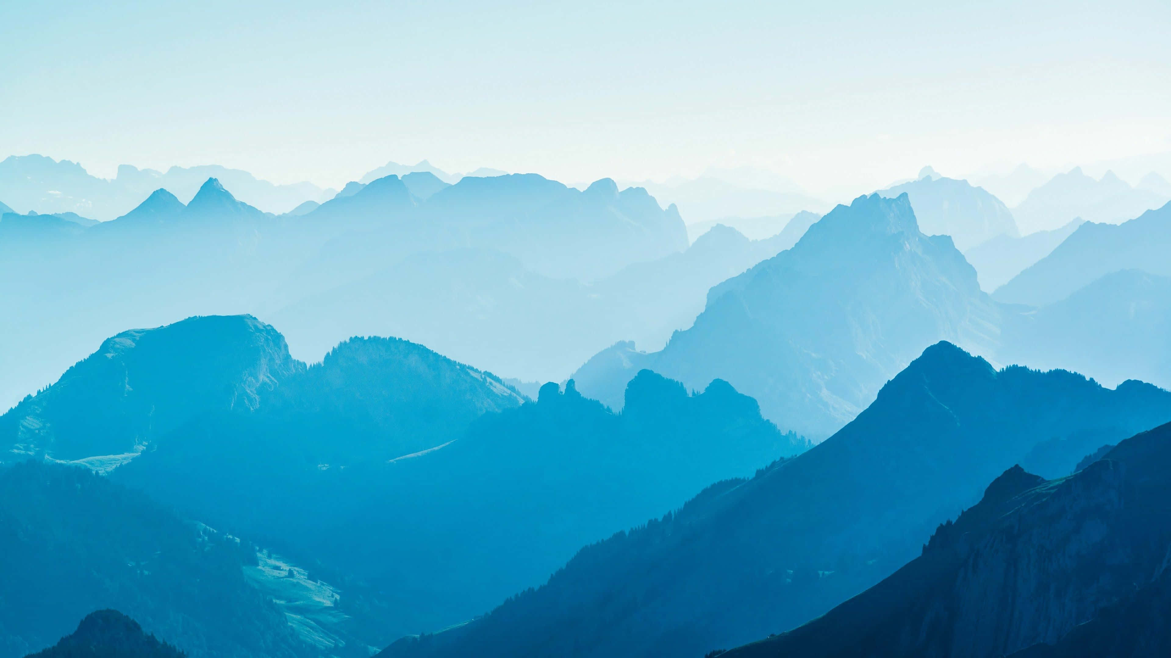 Blue Desktop, mountain ranges, misty blue haze, 4K Desktop Wallpaper