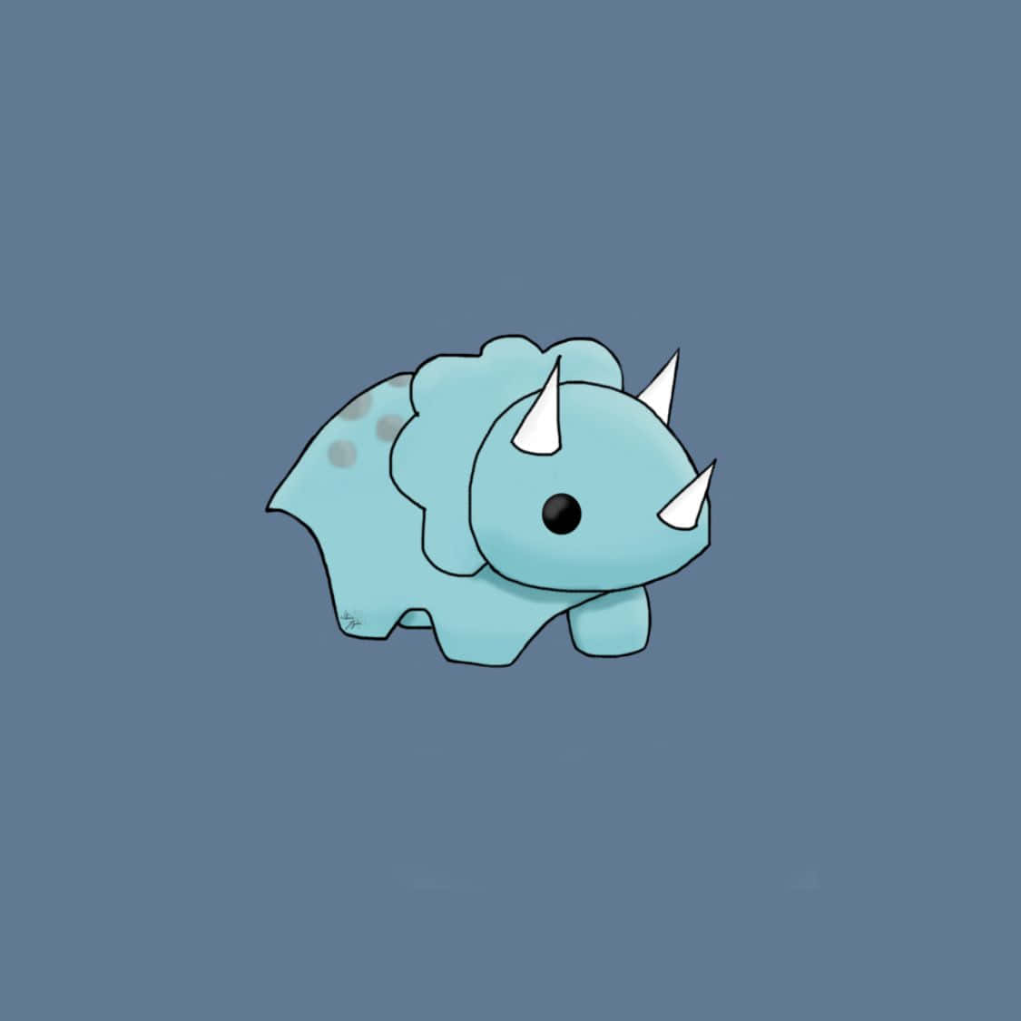 cute blue triceratops cartoon, light blue, white horns, SD Desktop Wallpaper