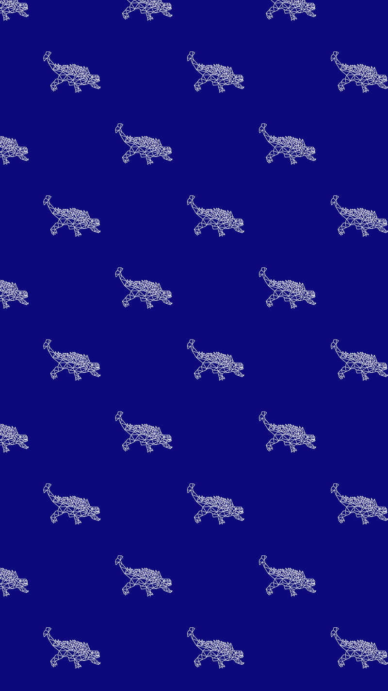 Blue Dinosaur, deep blue, white wireframe-style dinosaurs, HD Phone Wallpaper